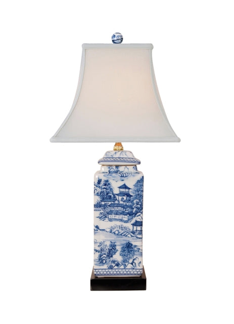 Asian Themed Ceramic Lamp - Handmade Oriental Decorative Table Light for Living Room, Bedroom & Meditation Space | Feng Shui Home Decor Gift