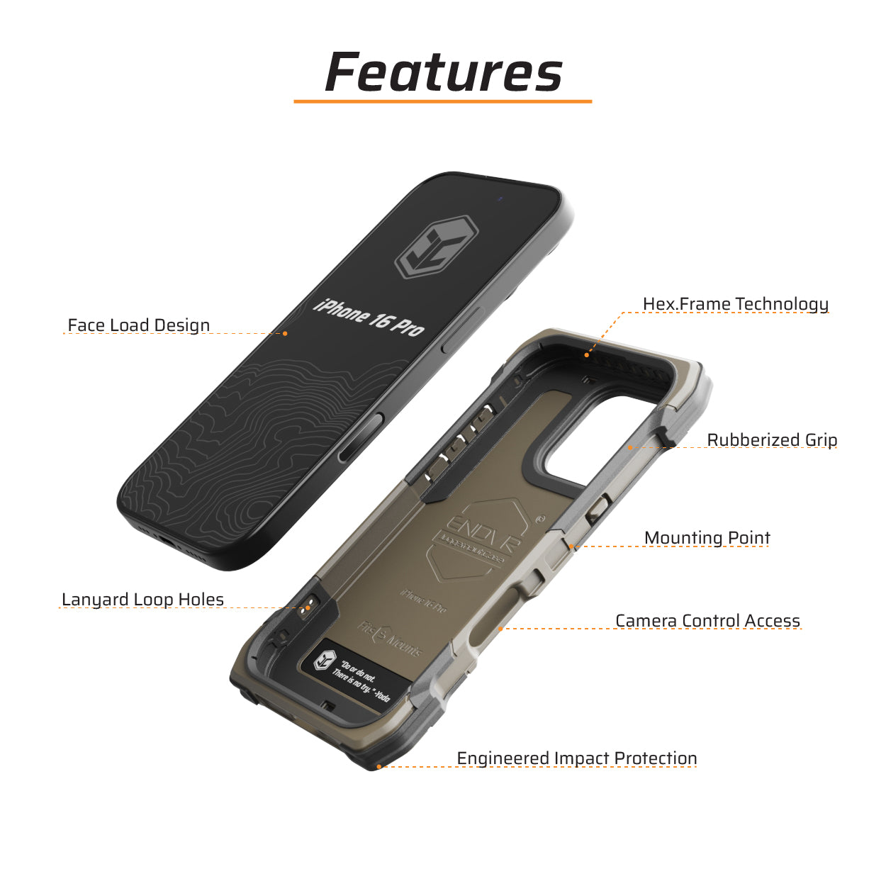 iPhone 16 Pro ENDVR Shockproof Phone Case - Premium Protection Made in USA | Perfect for Outdoor Adventures, Travel & Daily Use
