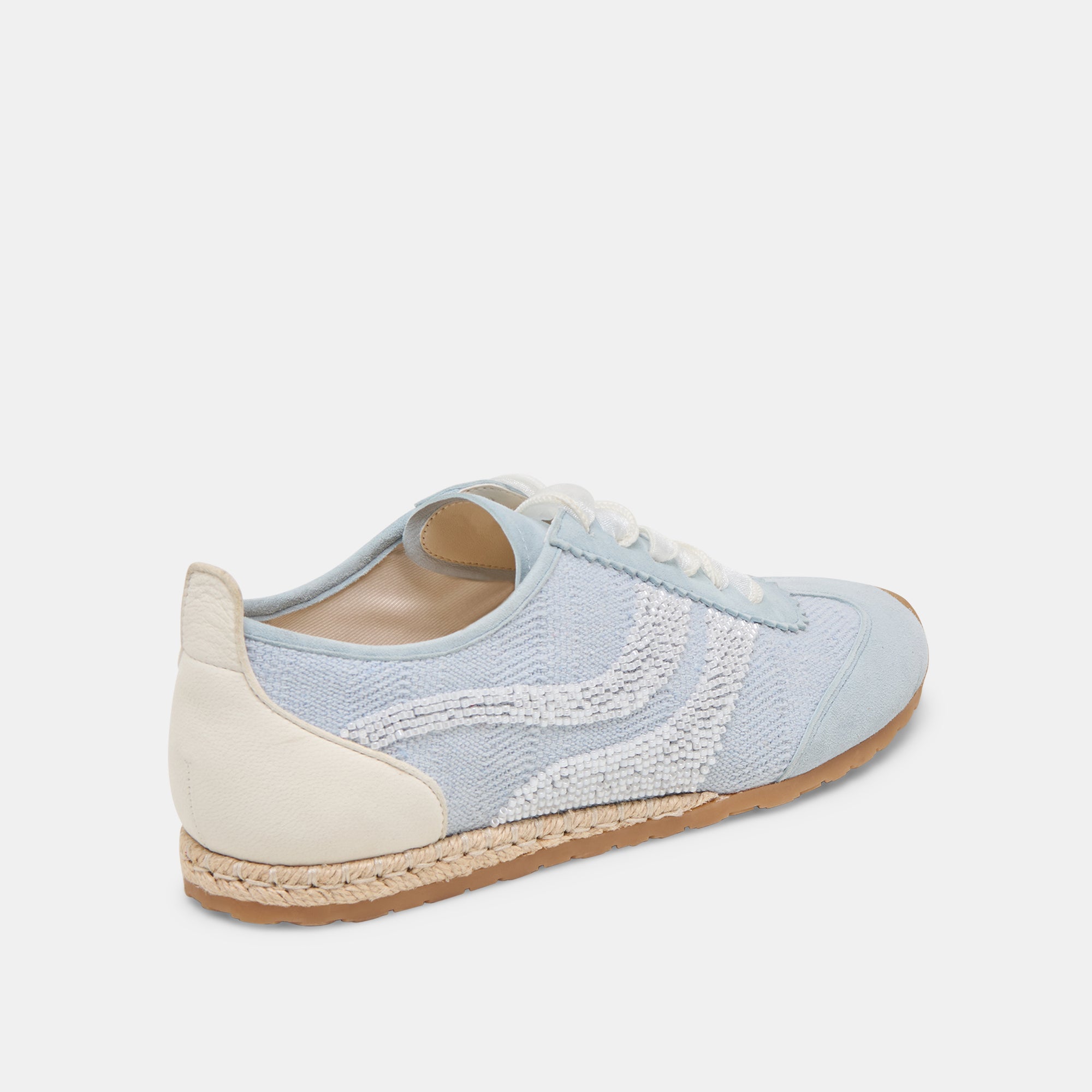 Dream Bead Sneakers for Women - Blue Multi Burlap Design Comfortable Walking Shoes | Perfect for Casual Outfits, Beach Wear & Summer Fashion