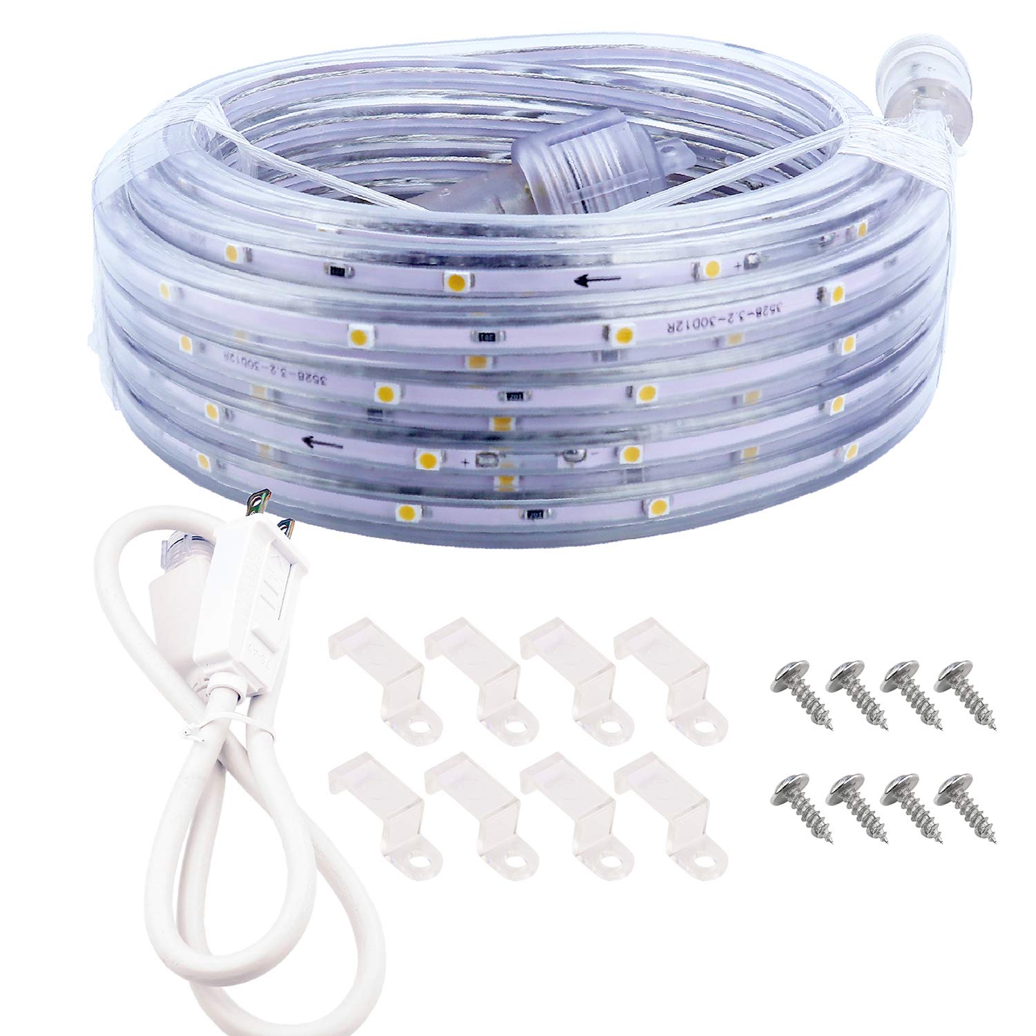 3000K Warm White LED Rope Lights - 33ft Waterproof Flexible Outdoor String Lights for Garden, Patio, Pergola, Yard - Perfect for Christmas Decorations & Holiday Activities - Durable & Extendable Decorative Lighting