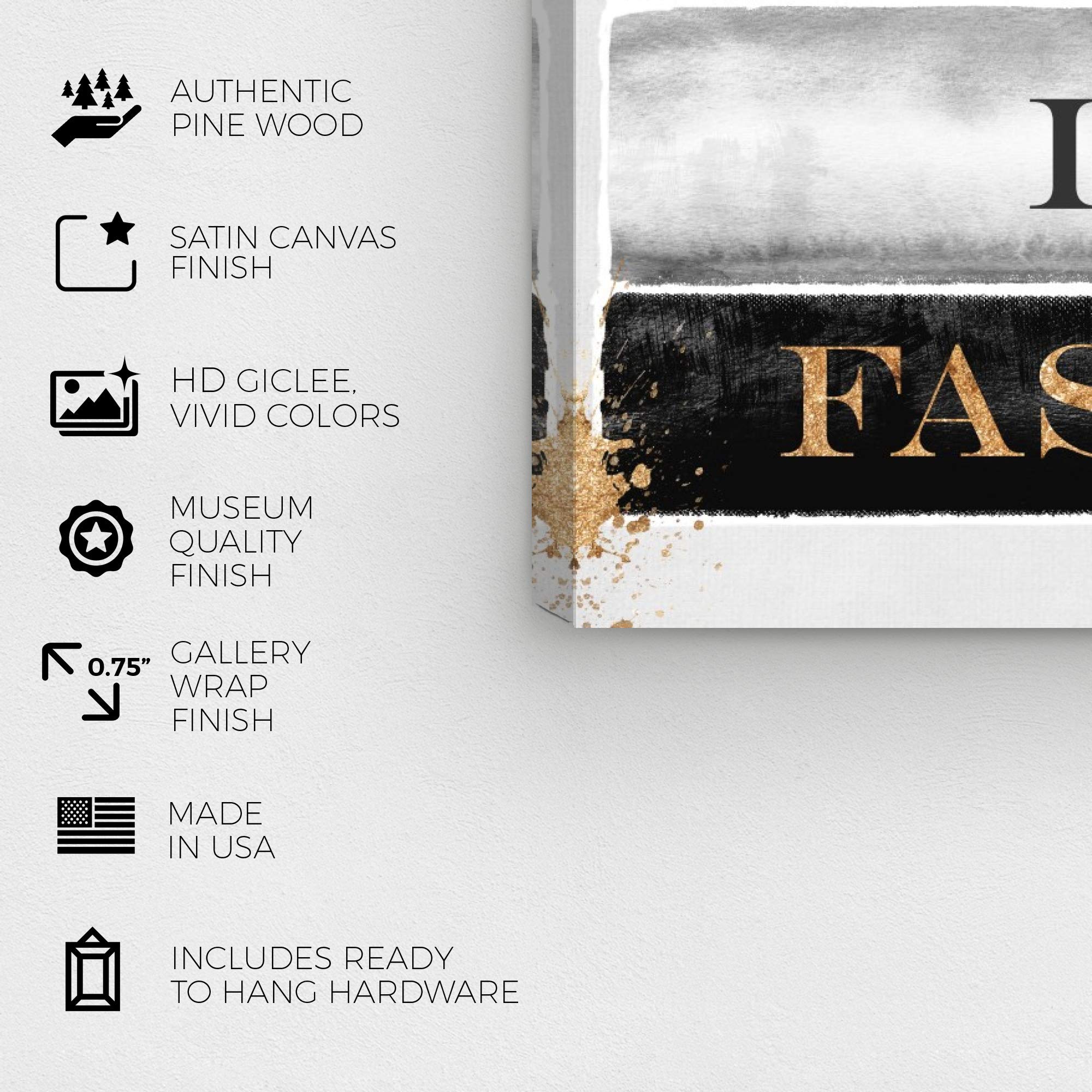 Wynwood Studio 'I Am Fashion Books' Wall Art Canvas Print - Typography & Quotes Home Décor - 30x30 Inches - Perfect for Living Room, Bedroom & Office Decor