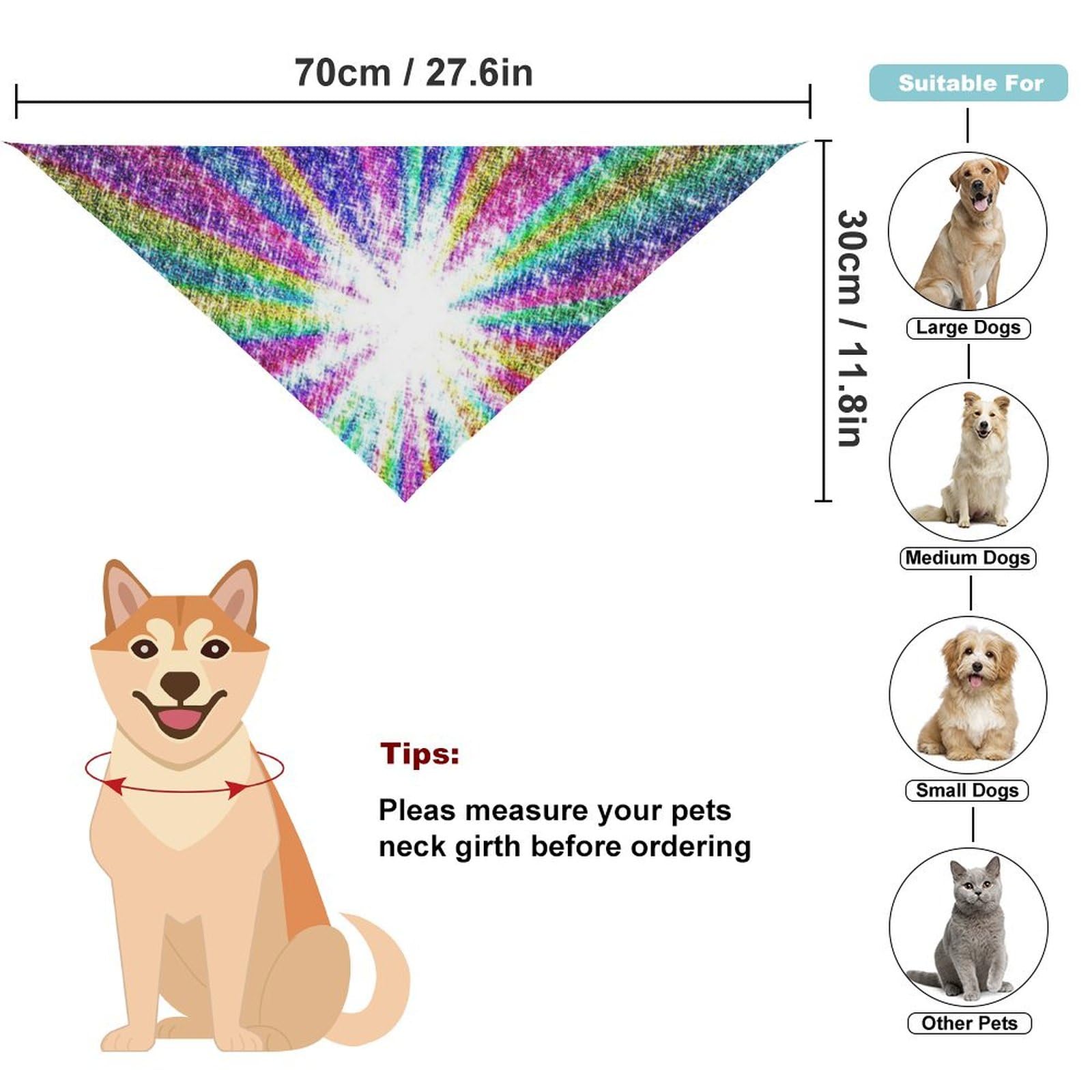 Sparkling Rainbow Dog Bandanas - Cute Pet Scarf & Bib for Small Medium Large Dogs & Cats - Perfect Christmas Thanksgiving Gift & Party Accessory for Pets