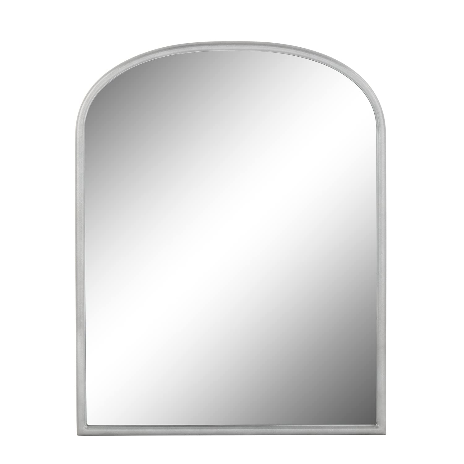 24x31 Inch Round Arch Mirror with Silver Metal Frame - Elegant Wall Mirror for Living Room, Bedroom, or Entryway Decor