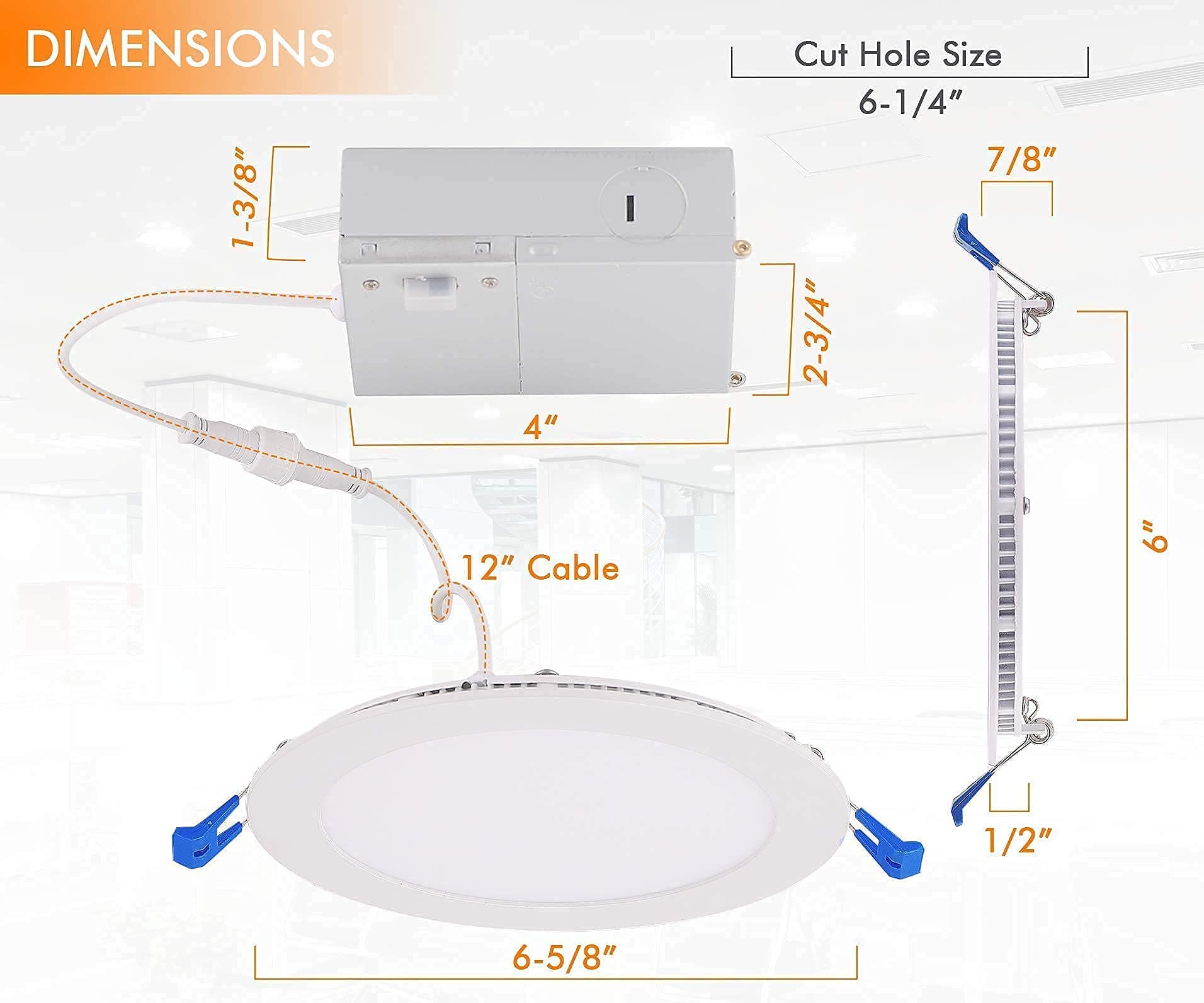 CLOUDY BAY 6 Inch 3-Color Temperature Recessed LED Lights (6 Pack) & 5-Color Adjustable Gimbal Recessed Lights (4 Pack) Combo - Perfect for Living Room, Bedroom, and Kitchen Lighting
