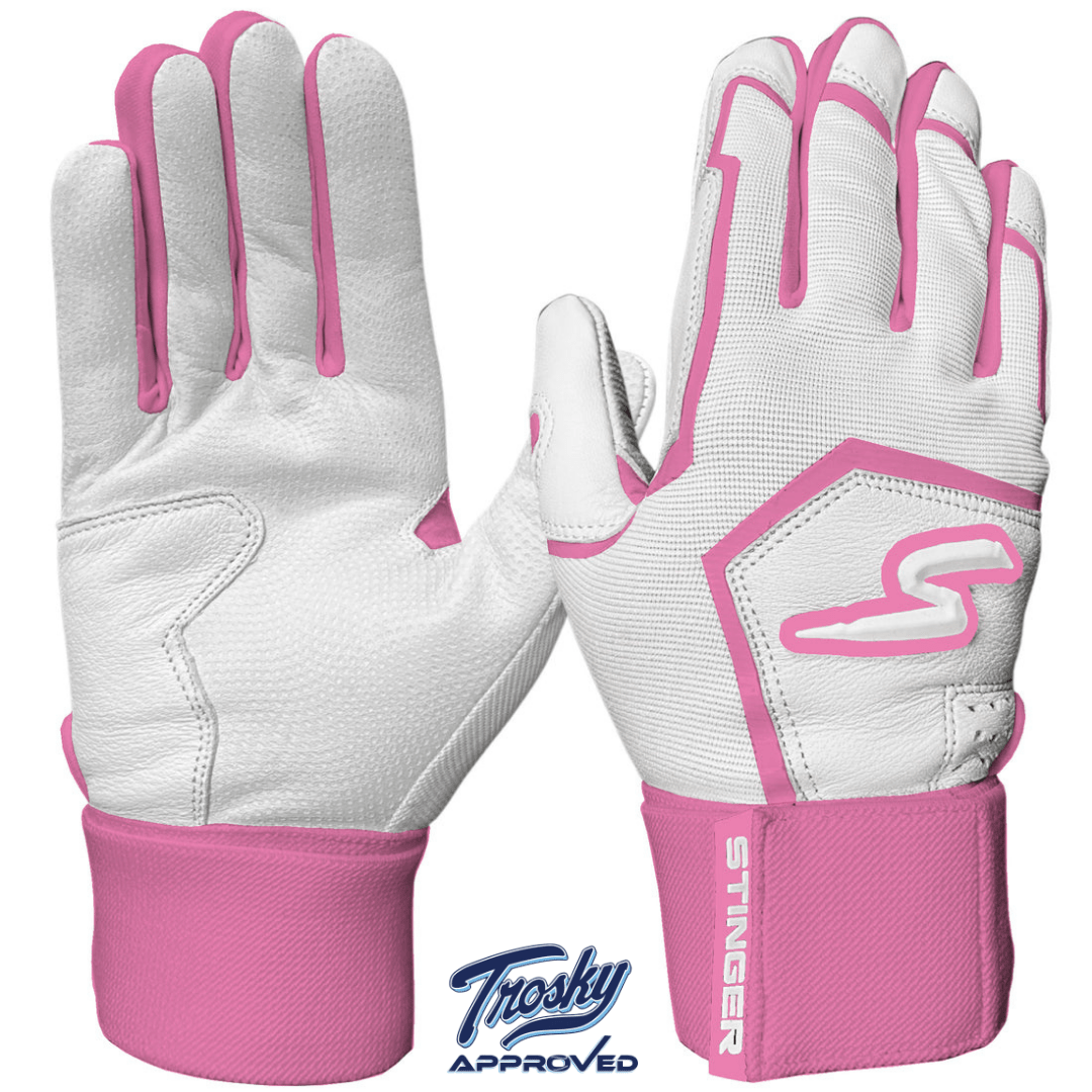Winder Series Batting Gloves - Pink & White Baseball Softball Gloves for Training & Games | Perfect for Youth & Adult Players