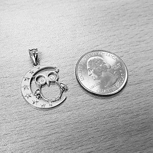 14K White Gold Diamond Owl Pendant Necklace for Women - Elegant Night Owl Jewelry Gift for Birthday, Anniversary & Special Occasions