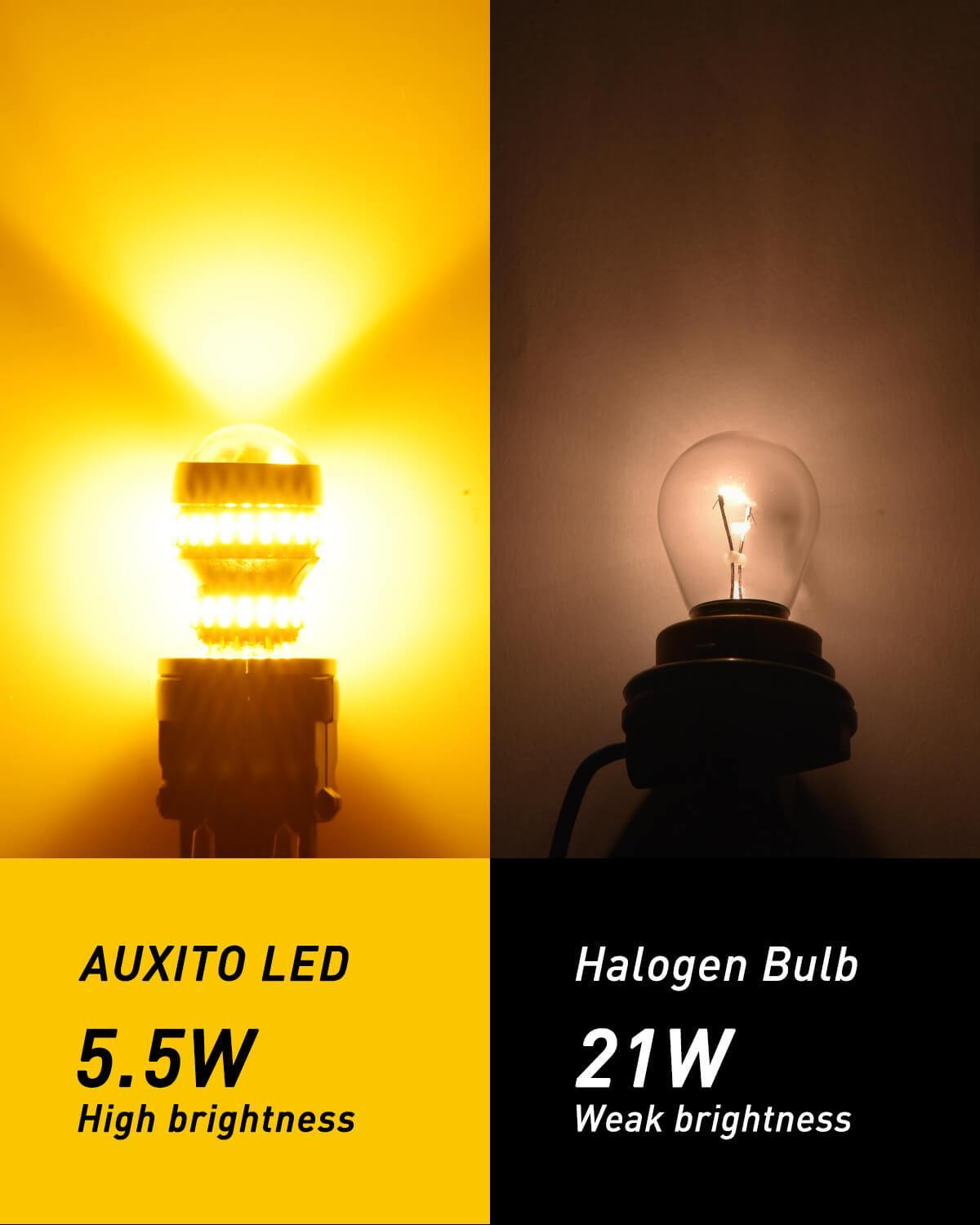 3157 LED Bulb Amber Yellow - 3156 3056 4057 4157 Compatible LED Turn Signal Light Bulbs - AUXITO Blinker Parking Side Marker Lights - Pack of 2 - Perfect for Car, Truck, Motorcycle Turn Signals & Parking Lights