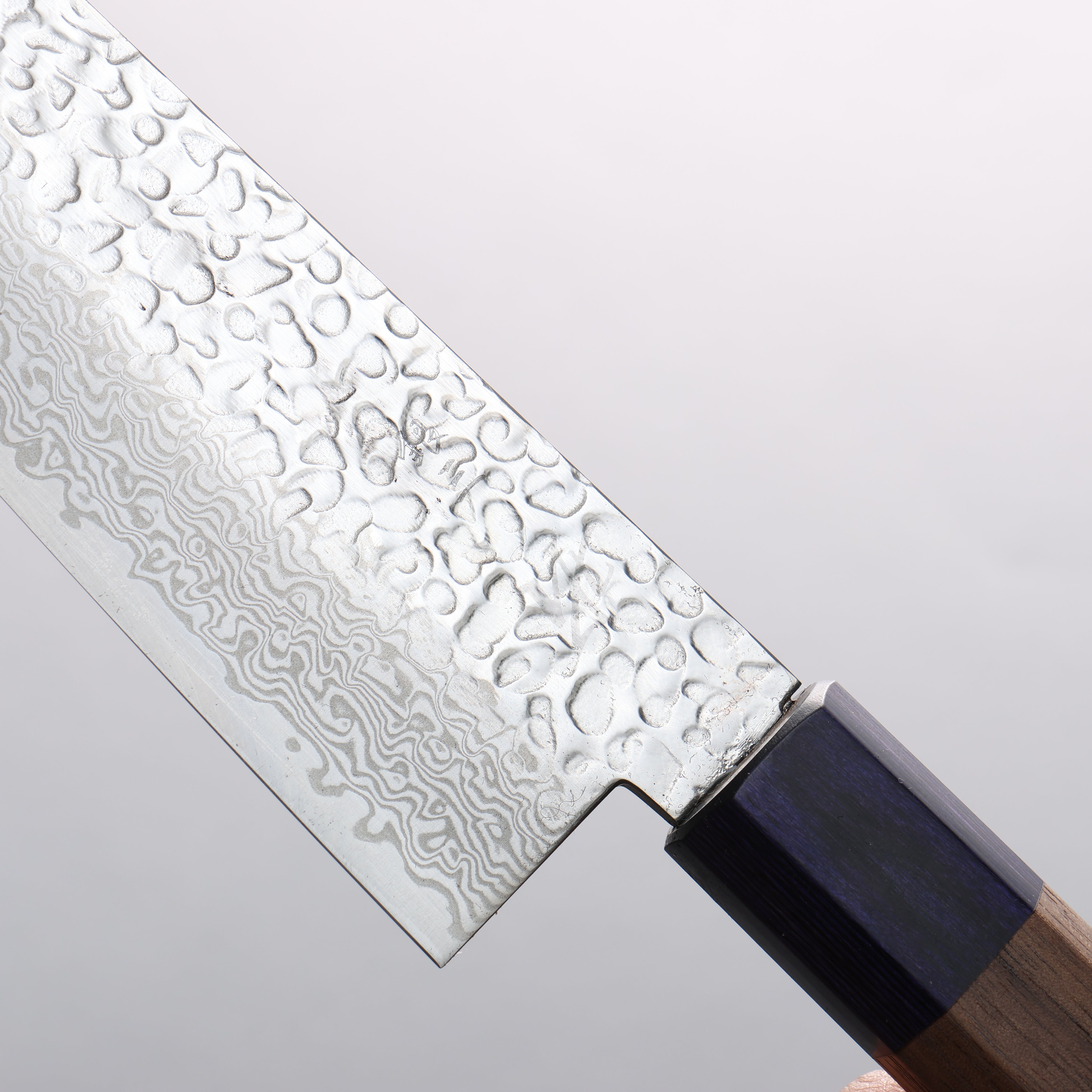 Premium Seisuke Silver Steel No.3 Hammered Damascus Bunka Knife 170mm - Walnut Handle with Double Blue Pakka Wood - Japanese Kitchen Knife for Professional Chefs & Home Cooking - Perfect for Slicing, Dicing & Precision Cutting