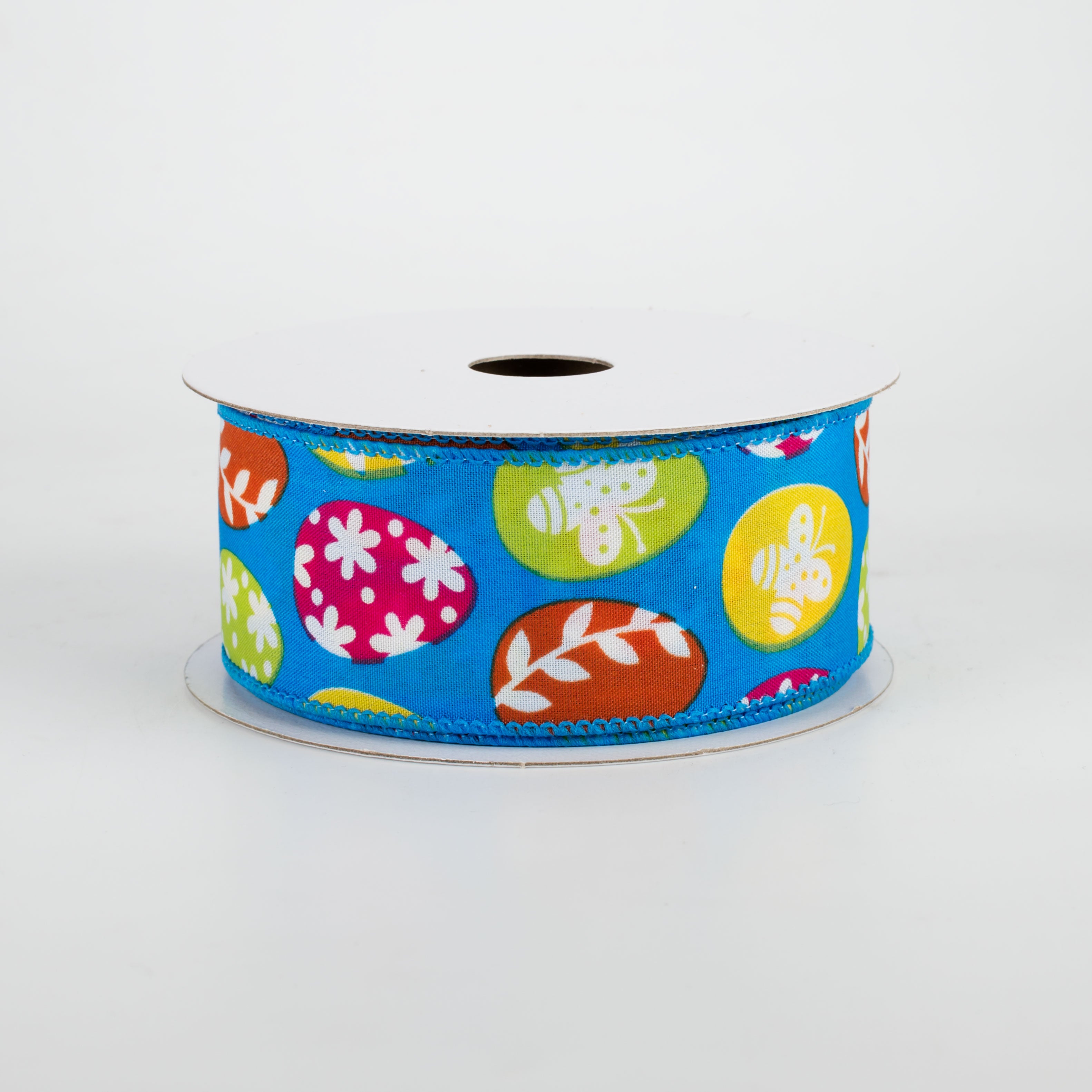 1.5 Inch Turquoise Flower Easter Eggs Ribbon - 10 Yards Bulk Roll for DIY Crafts, Gift Wrapping, Party Decorations, and Easter Basket Embellishments