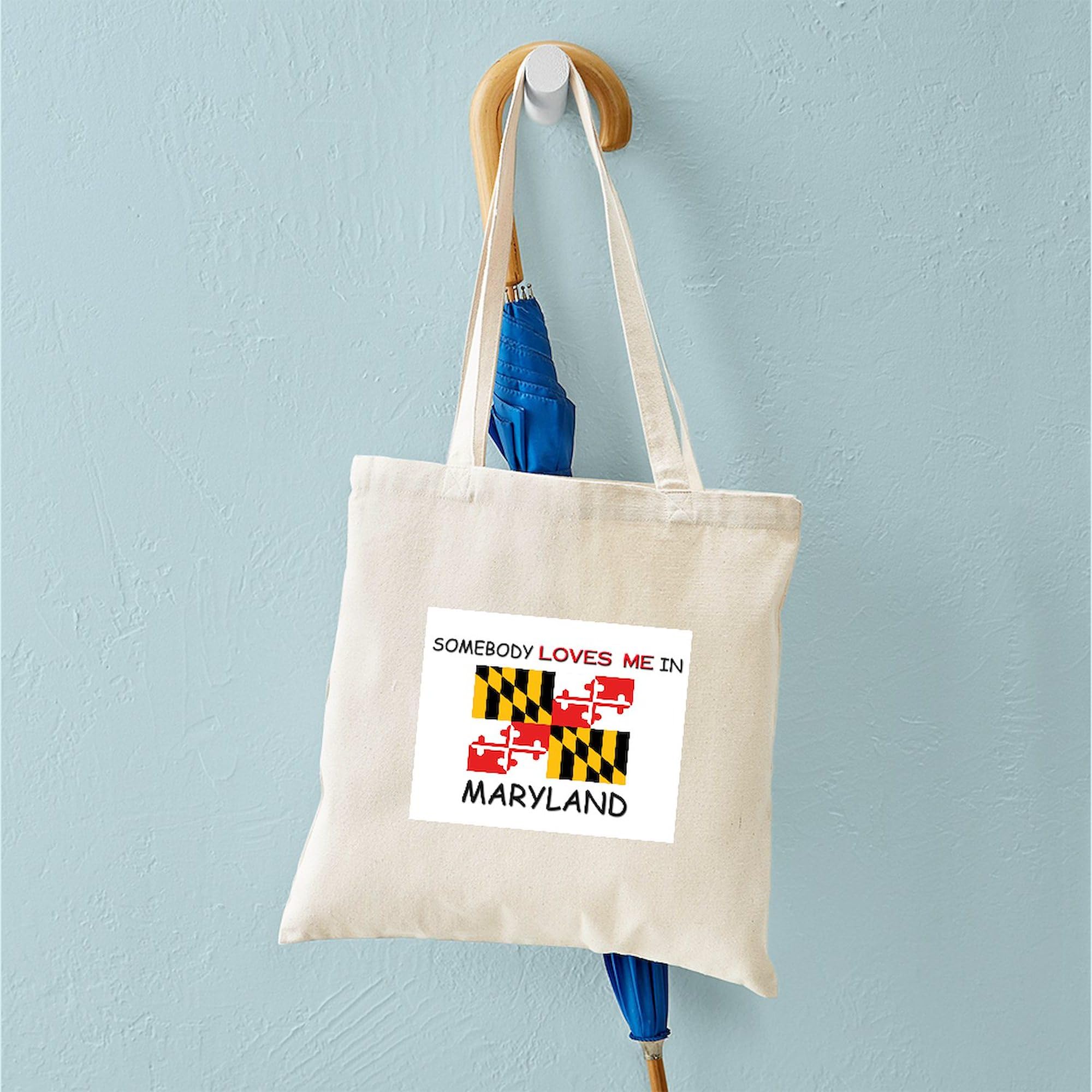 Somebody Loves Me In Maryland Tote Bag - Natural Canvas Reusable Shopping Bag for Groceries, Beach & Everyday Use