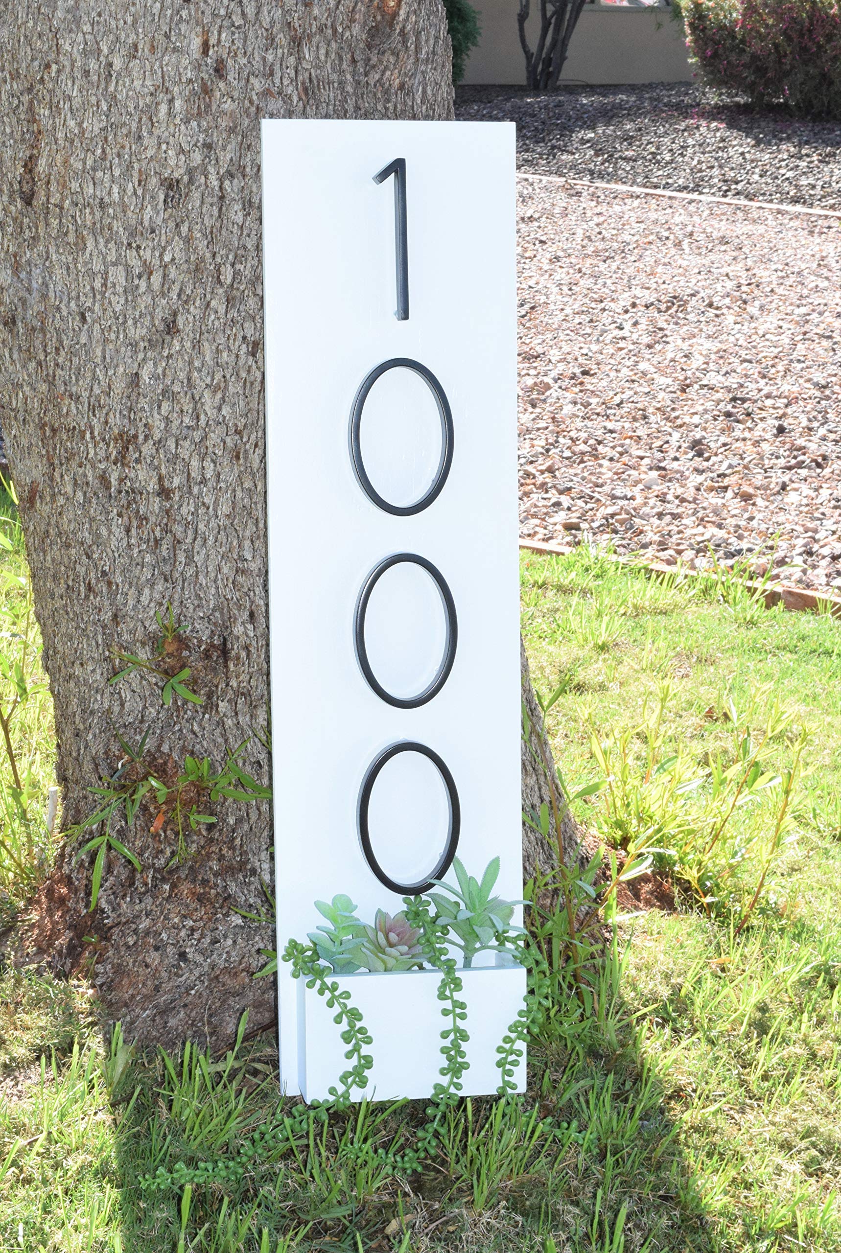 Vertical Address Sign with Planter Box - Modern House Number Display for Mail Delivery & Curb Appeal | Outdoor Home Decor for Front Yard, Porch & Garden
