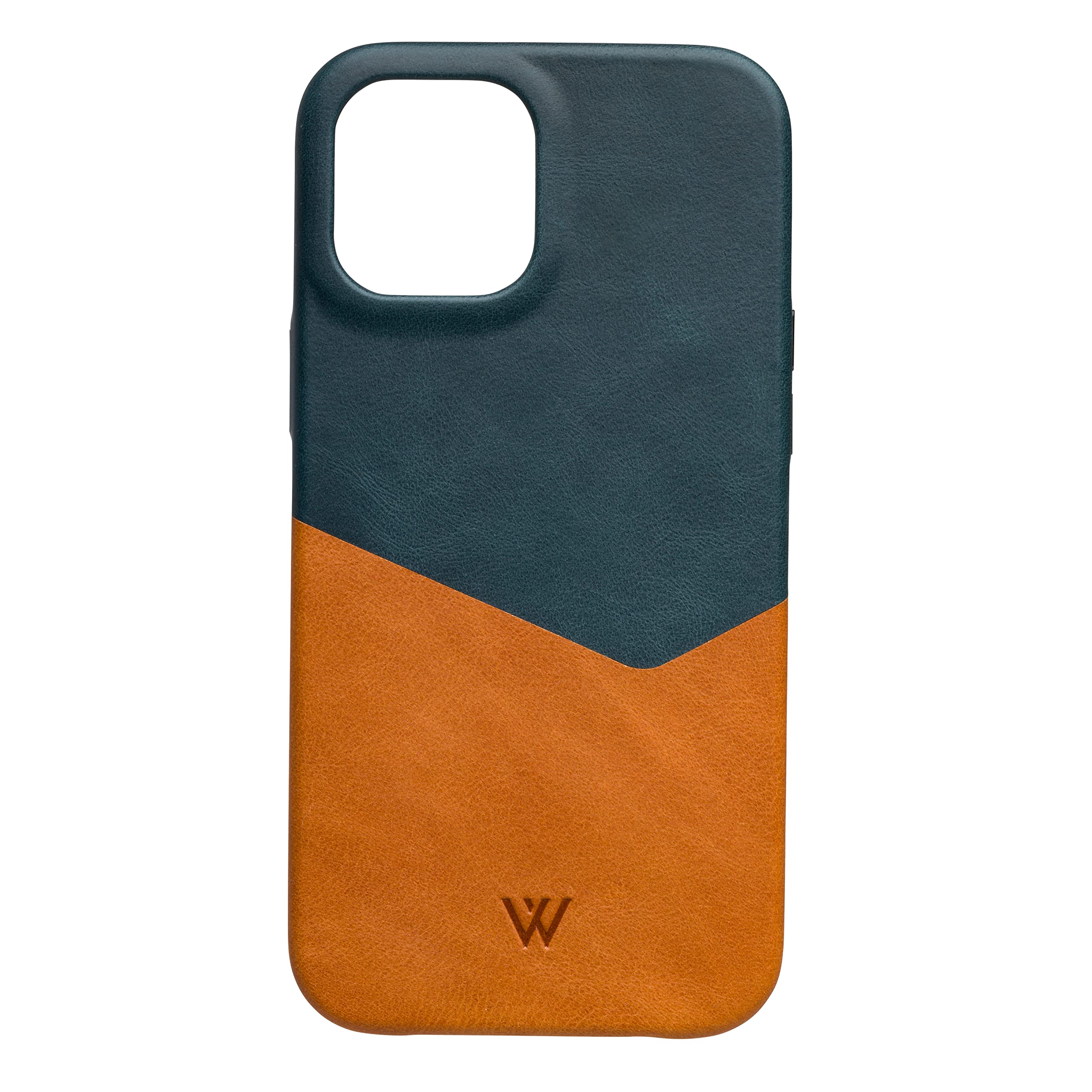 Premium Wilken Genuine Top Grain Leather Case for iPhone 13 Pro Max - MagSafe & Wireless Charging Compatible with Reinforced Metal Buttons (Tan/Blue) | Perfect for Business Professionals & Daily Protection