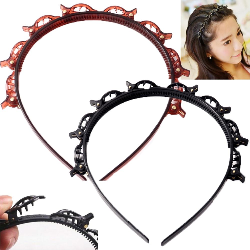 Non-Slip Hair Clips Headband for Women - Professional Weave Bangs Clip with Attached Clips (2 Pack) - Perfect for Workouts, Styling, and Everyday Hairstyles