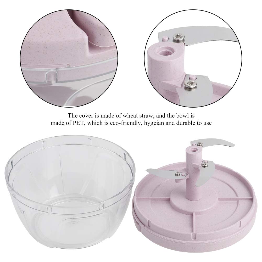 Restokki Manual Meat Grinder & Food Chopper - Mini Kitchen Gadget for Grinding Meat, Chopping Garlic, Vegetables, Onions & Fruits - Perfect for Home Cooking, Meal Prep & Camping (Pink)