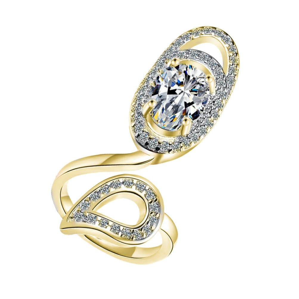 FRCOLOR Rhinestone Nail Rings for Women - Adjustable Open Fingernail Decorative Rings, Gold Nail Jewelry for Parties, Weddings & Special Occasions