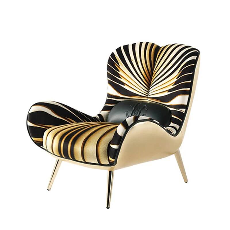 Luxury Animal Print Upholstered Armchair with 4 Sturdy Metal Legs - Perfect for Living Room, Parlor, or Home Office Decor