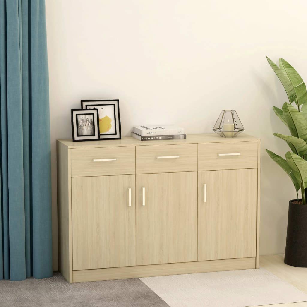 Unfade Memory Buffet Sideboard Cabinet - 43.3 Inch Console Table with Chipboard Storage for Entryway, Living Room & Dining Room - Sonoma Oak Finish Entryway Furniture for Home Organization