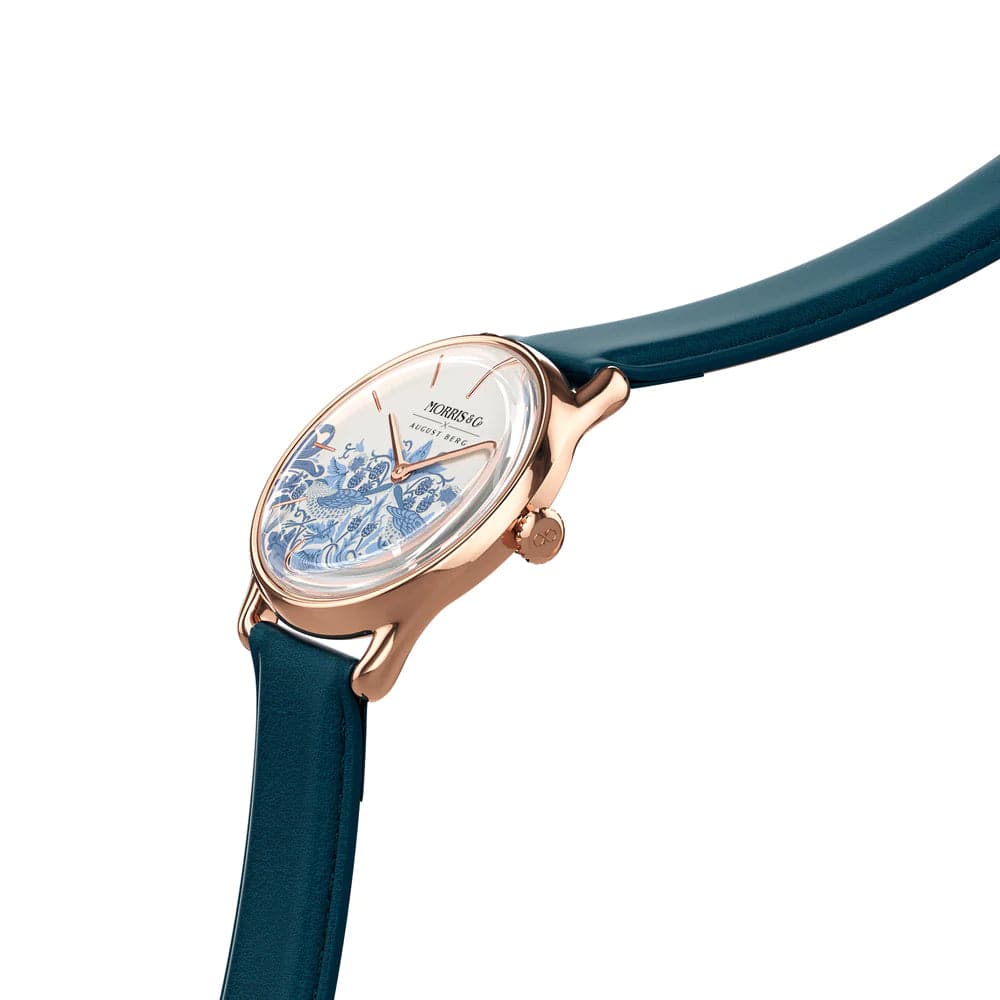 August Berg X Morris Co. Women's Blue Italian Leather Strap Watch M1ST0530A28LWB - Elegant Timepiece for Business, Casual & Special Occasions