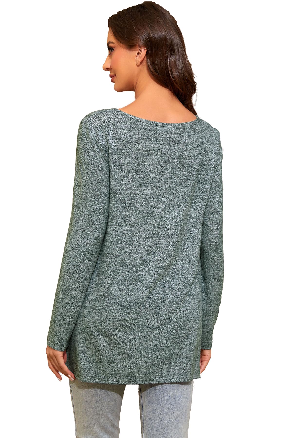 Smallshow Women's Maternity Shirts - Side Split Long Sleeve Pregnancy Tops for Comfort & Style | Perfect for Work, Casual Wear & Nursing | Soft Stretchy Fabric for Expecting Moms