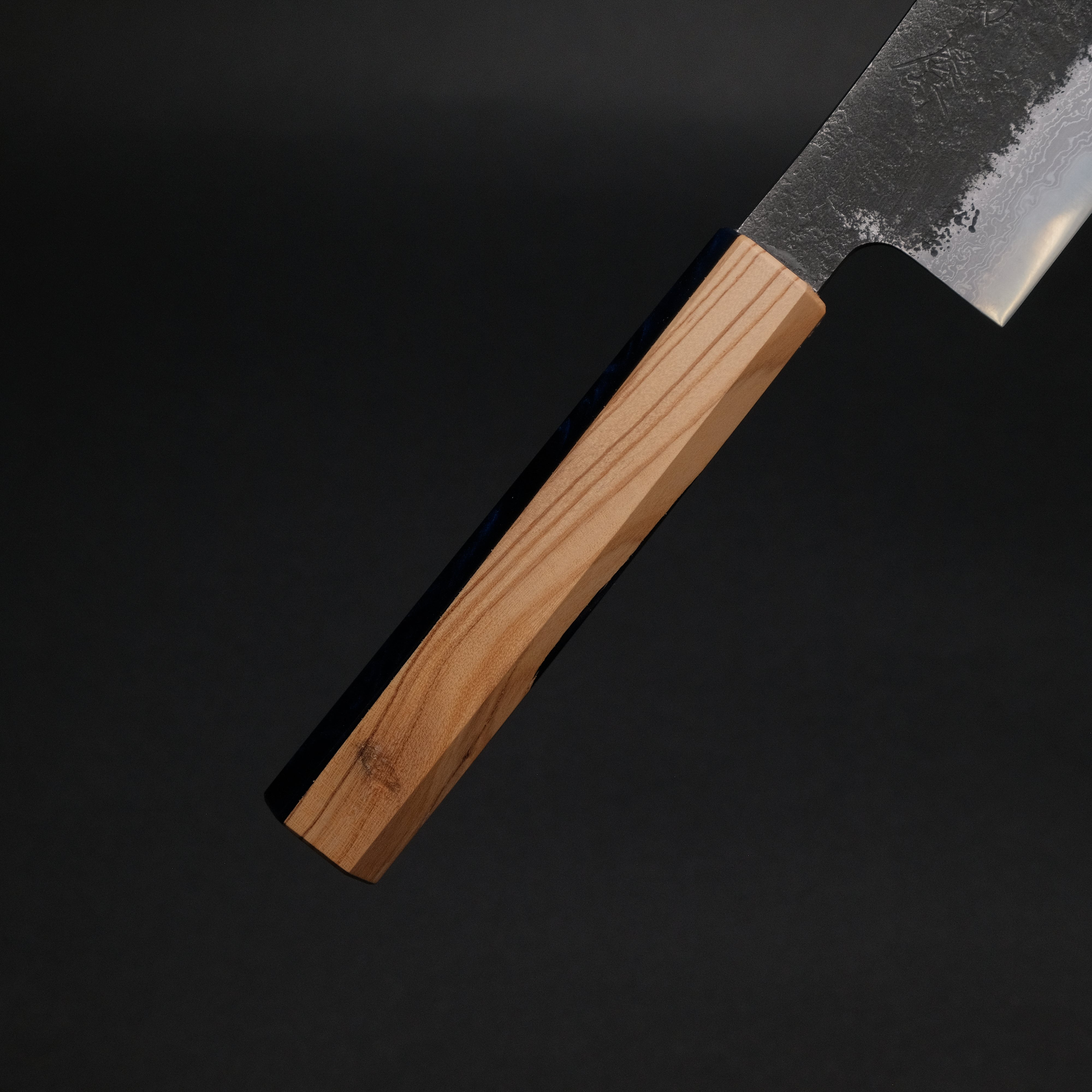 Premium Ajikataya White #2 Nashiji Damascus Hakata 180mm Kitchen Knife - Olive Wood & Resin Handle (#55) - Perfect for Sushi, Sashimi & Japanese Cuisine Preparation