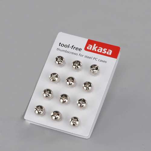 Akasa AK MX005 12-Pack Coarse Thread Thumbscrews - Tool-Free Installation for PC Cases & Internal Components - Perfect for Computer Building & Hardware Upgrades