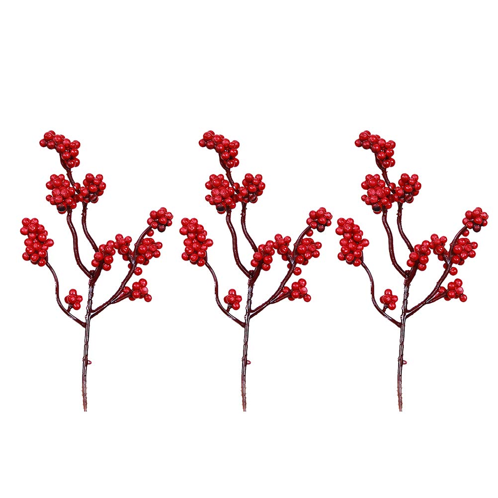 SOIMISS 3pcs Artificial Berries Christmas Decor - Realistic Fake Fruits for Holiday Home Decor, Table Centerpieces, DIY Crafts, and Photography Props