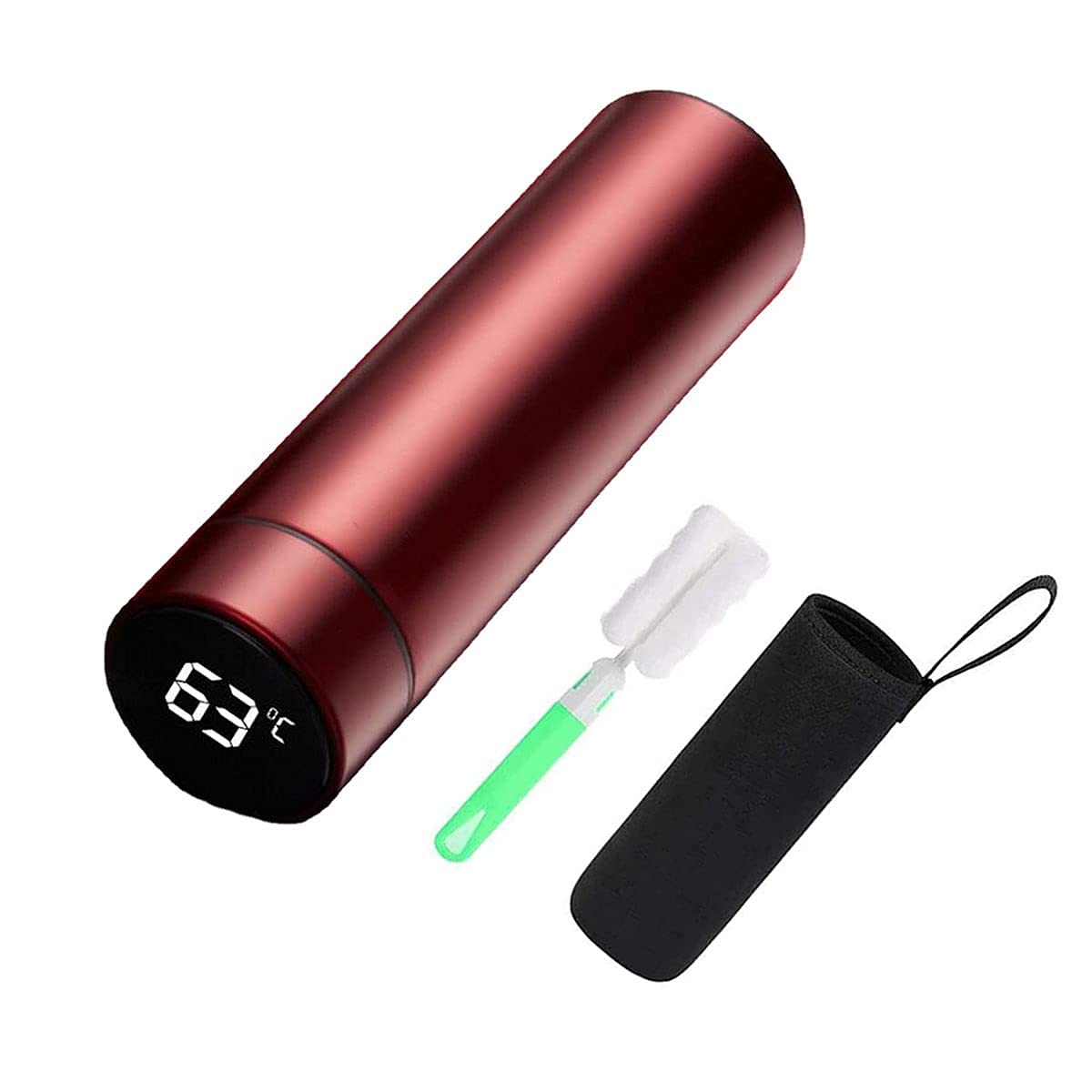 **17oz Smart LED Temperature Display Vacuum Insulated Coffee Thermos - Double Wall Hot & Cold Water Bottle for Tea, Sports & Travel (Red)**    *Perfect for office, gym, hiking, or daily commutes to keep drinks hot or cold for hours.*