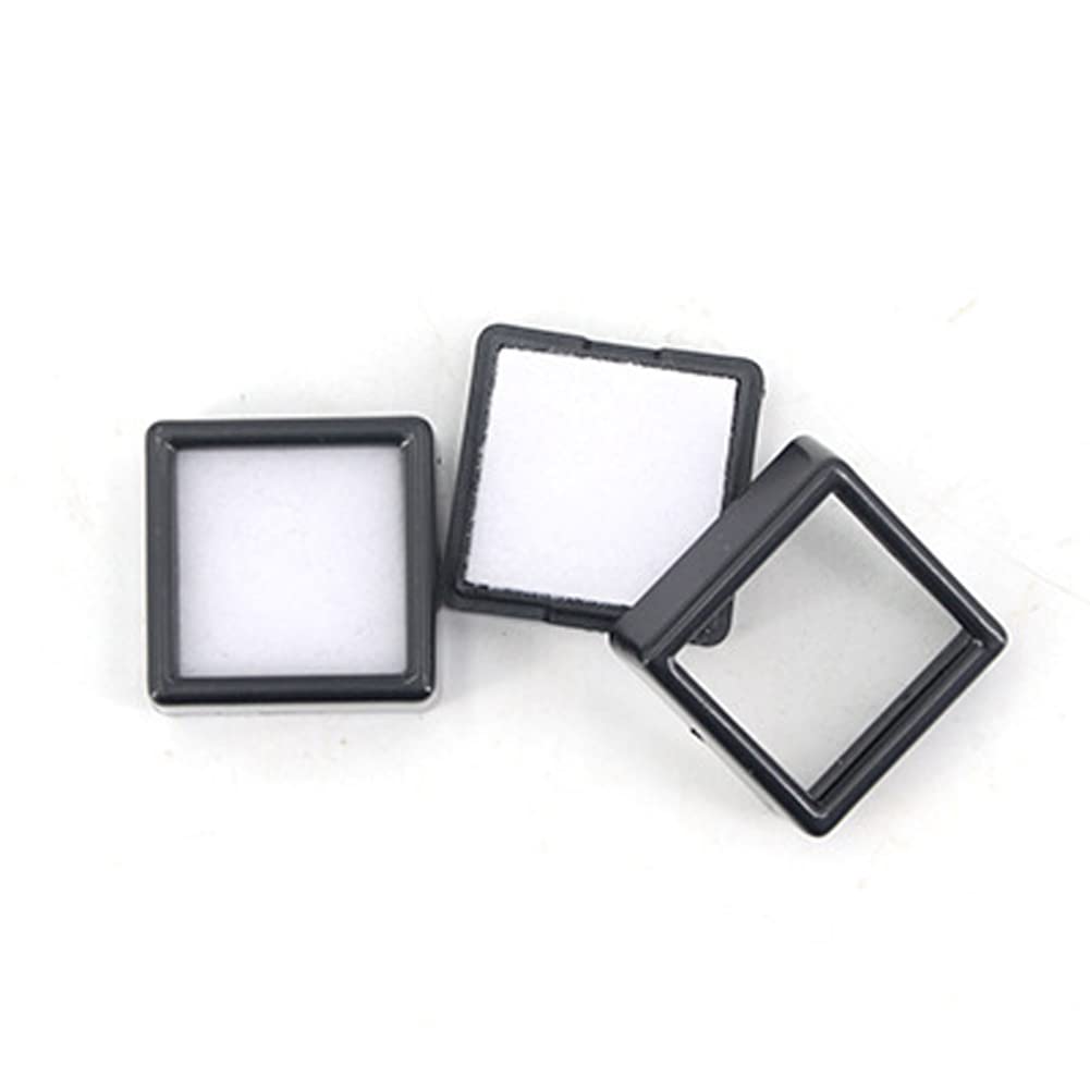 10 Pcs Small Plastic Gemstone Display Box with Clear Lid - Jewelry Storage Organizer for Loose Diamonds & Gemstones - Perfect for Jewelry Making, Crafting & Gift Packaging (Black)