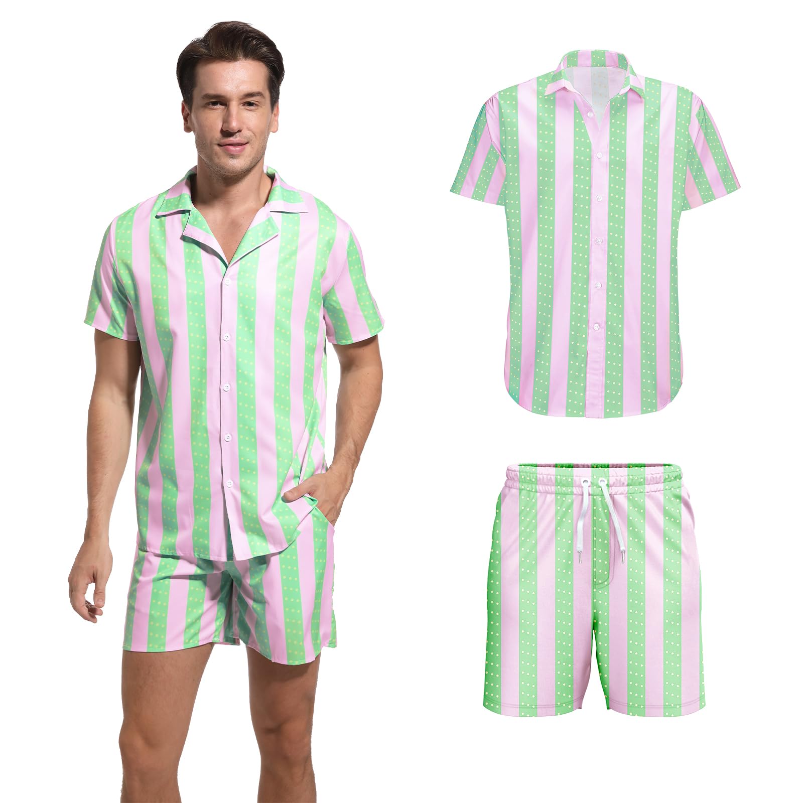 Men's Cosplay Costume Set - Halloween Party Outfit with Shirt & Shorts for Beach, Dress-Up & Adult Role Play | Perfect for Halloween, Cosplay Events & Themed Parties
