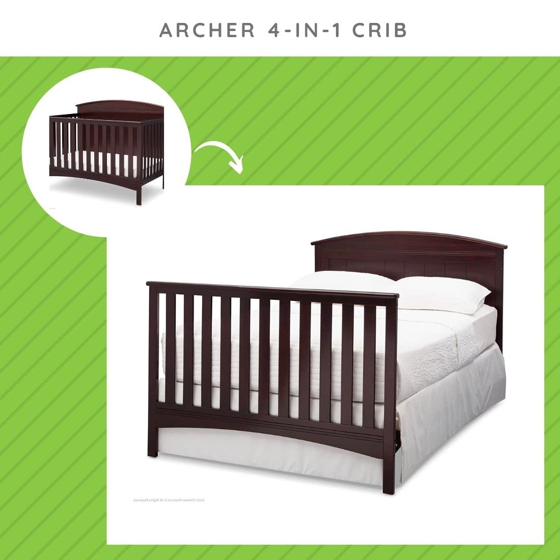 Delta Children CC KITS Full-Size Conversion Kit Bed Rails for Archer Cribs - Dark Chocolate (Model #0050-207) | Safe Toddler Bed Transition | Nursery to Big Kid Bed Upgrade
