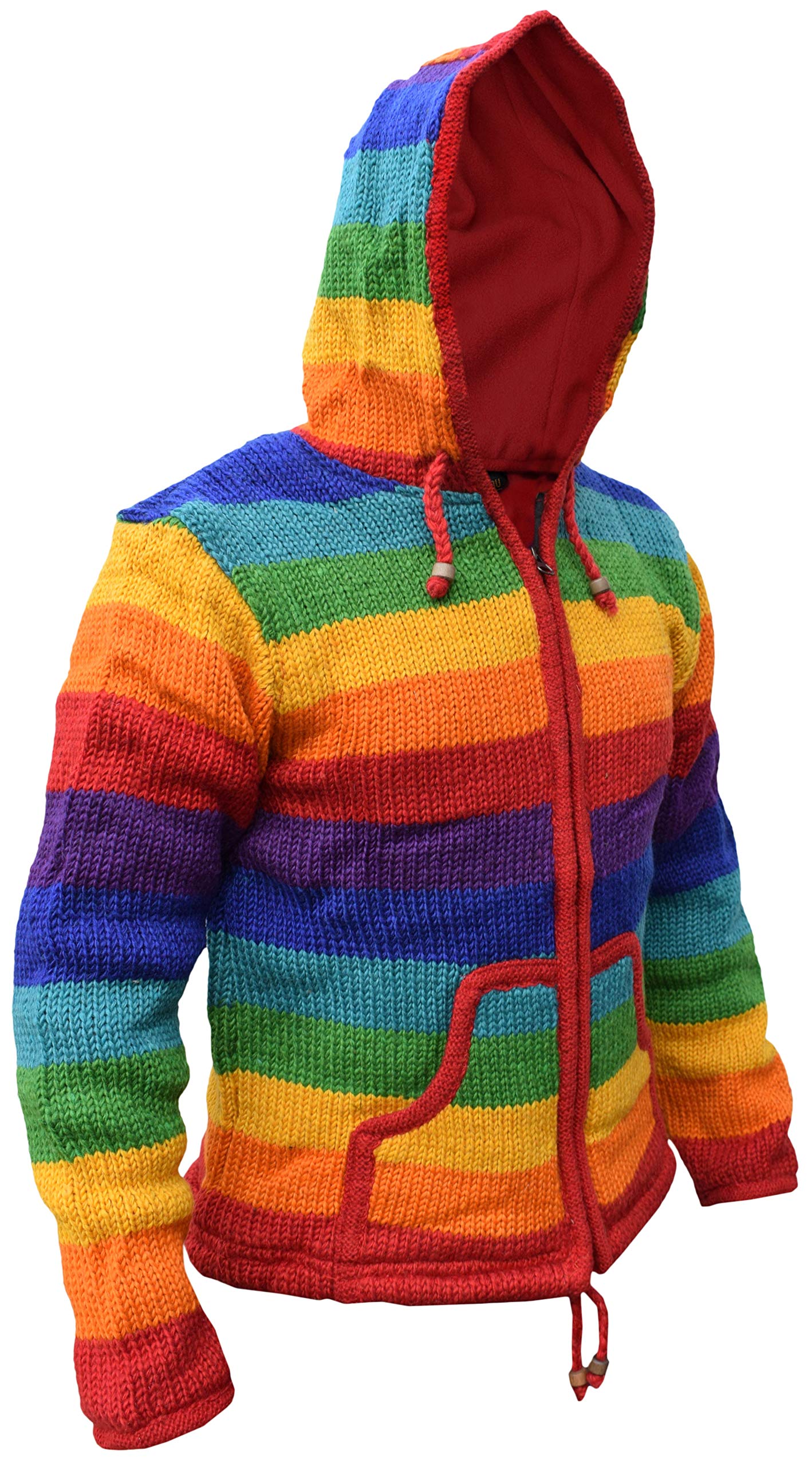 Gheri Men's Woolen Stripy Festival Jacket Hoodie - Warm Winter Coat for Outdoor Music Festivals & Casual Streetwear
