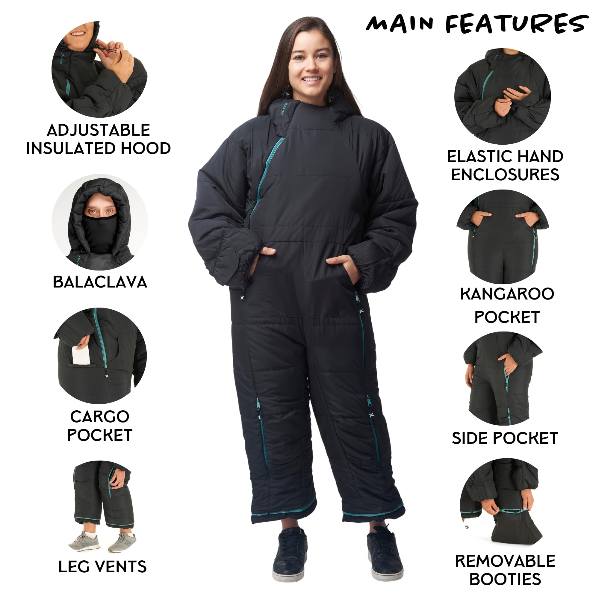 Selk'bag Original Wearable Sleeping Bag for Adults - Lightweight 35-44°F Outdoor Sleeping Bag Suit for Camping, Hiking & Indoor Use - Cozy All-Season Sleeping Bag with Sleeves