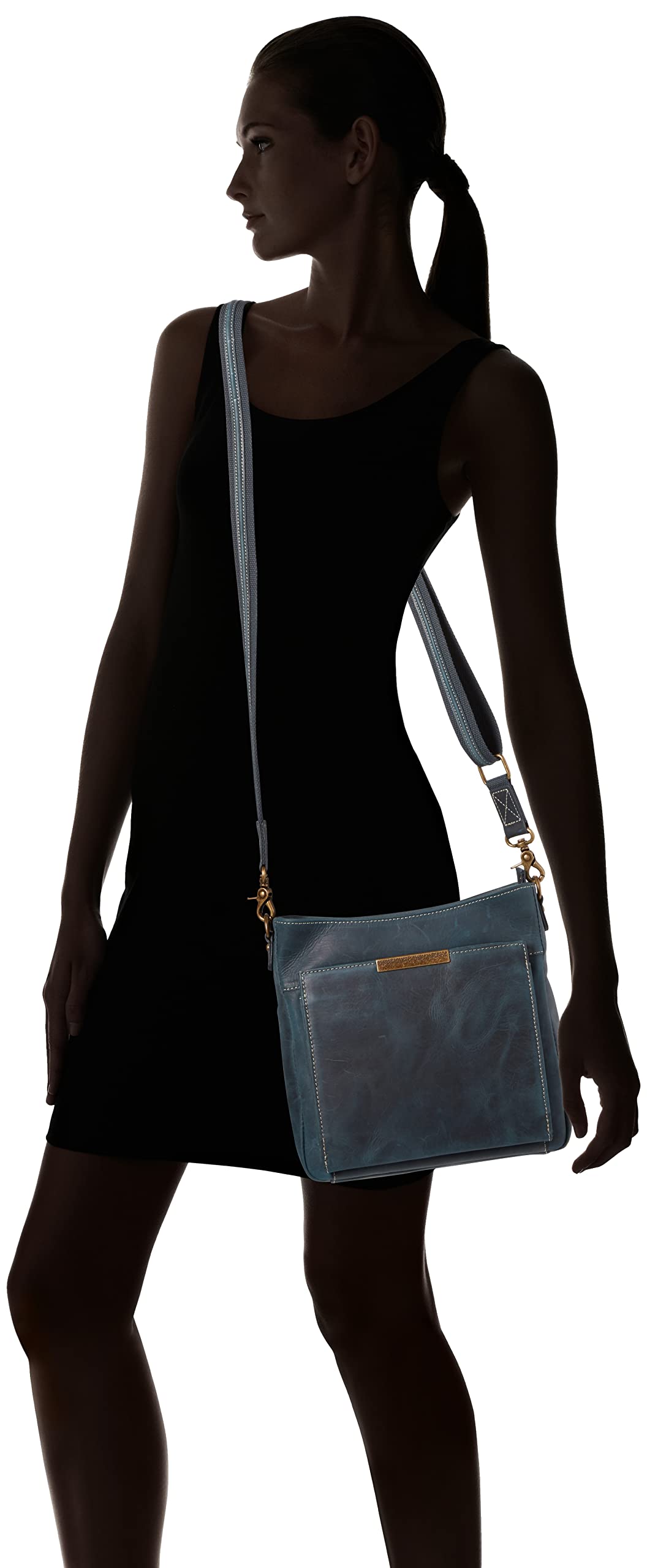 Gun Tote'n Mamas Women's Concealed Carry Crossbody Bag - Distressed Buffalo Leather Organizer (Blue, Medium) | Perfect for Everyday Carry, Travel & Outdoor Activities