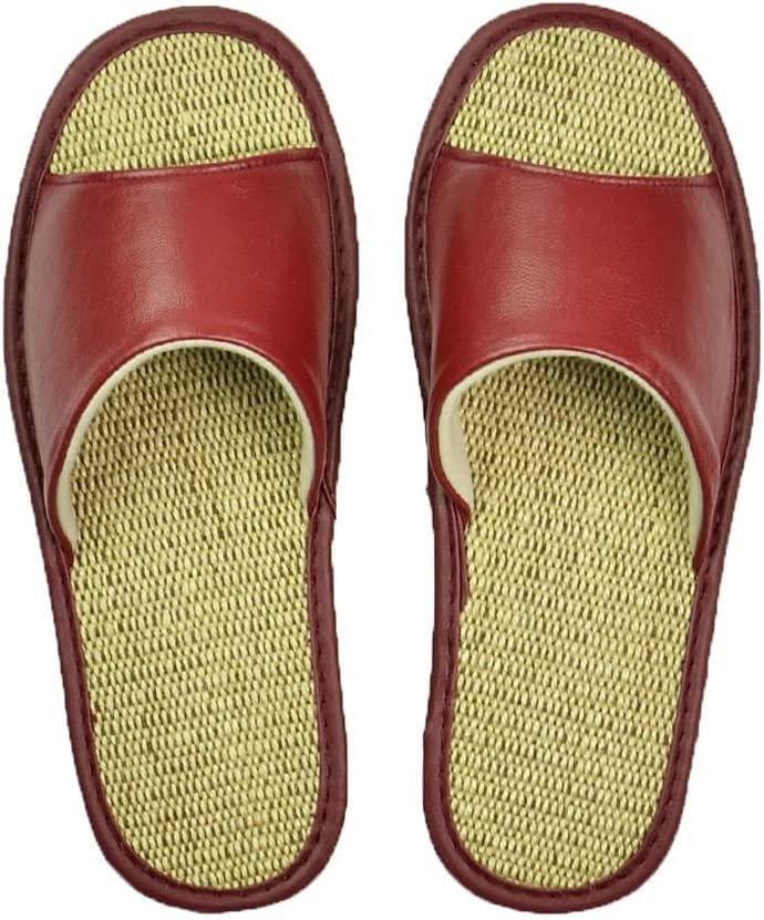 Soft Leather Slippers for Men & Women - Comfortable Indoor House Shoes with Non-Slip Sole - Cozy Couple Slippers in Red (Size 35-36) - Perfect for Home, Spa & Relaxation