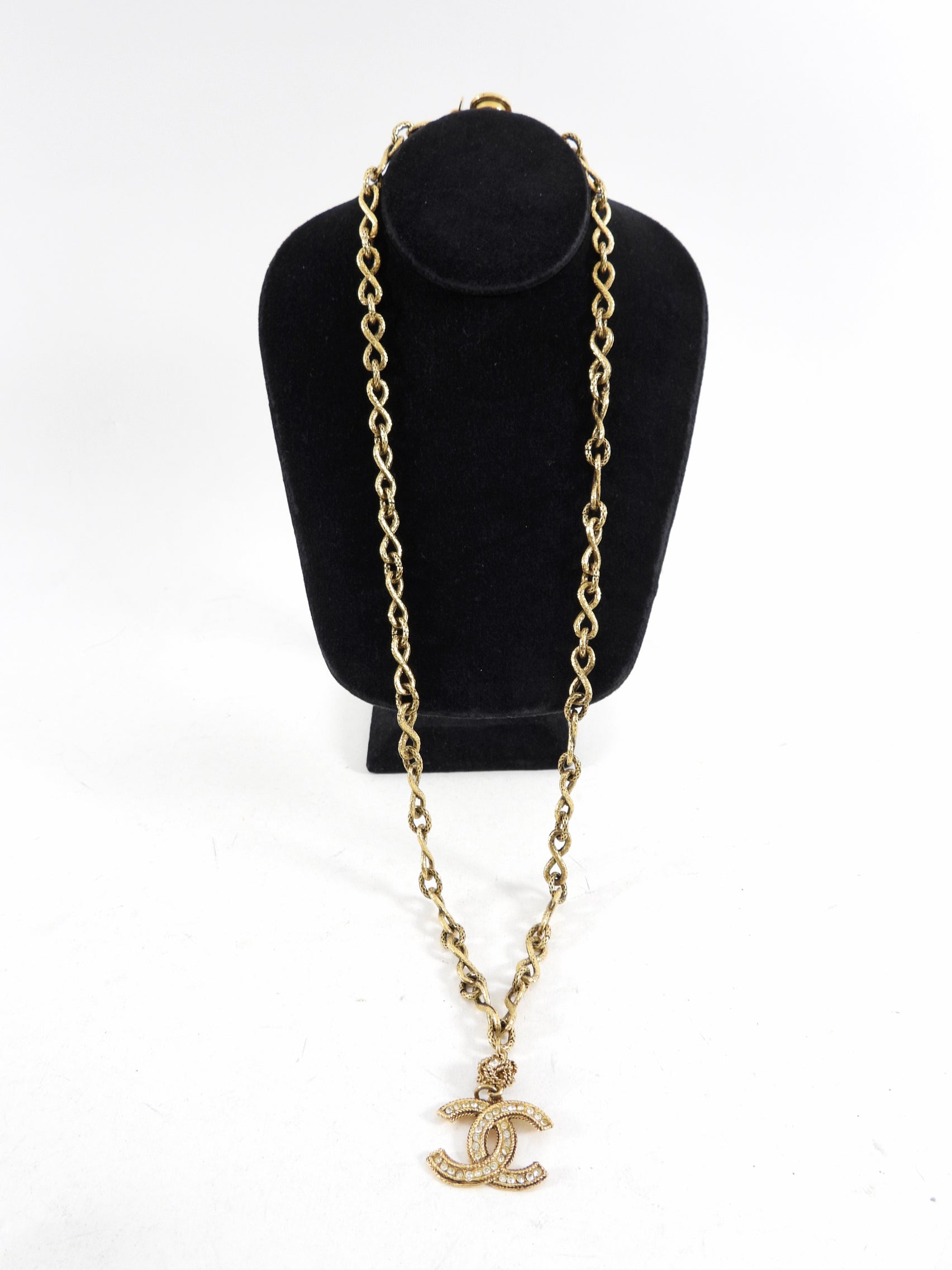 Vintage Chanel Crystal CC Logo Long Chain Necklace for Women - Elegant Layered Pendant Jewelry for Party, Wedding & Evening Wear