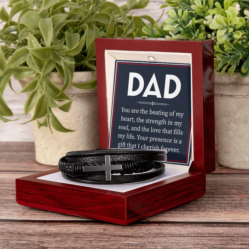 Stylish Leather Cross Bracelet for Dad - Perfect Father's Day, Birthday & Christmas Gifts - Ideal for Daily Wear & Special Occasions