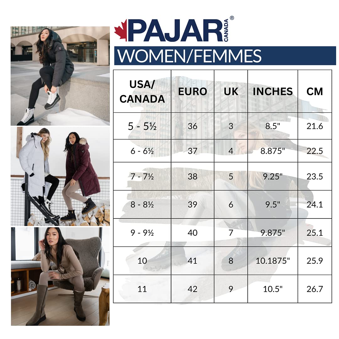 PAJAR Canada Moscou 2 Women's Waterproof Winter Boots - Retractable Ice Grips for Snow & Ice Traction | Warm Nylon Snow Boots for Hiking, Shoveling & Cold Weather Activities