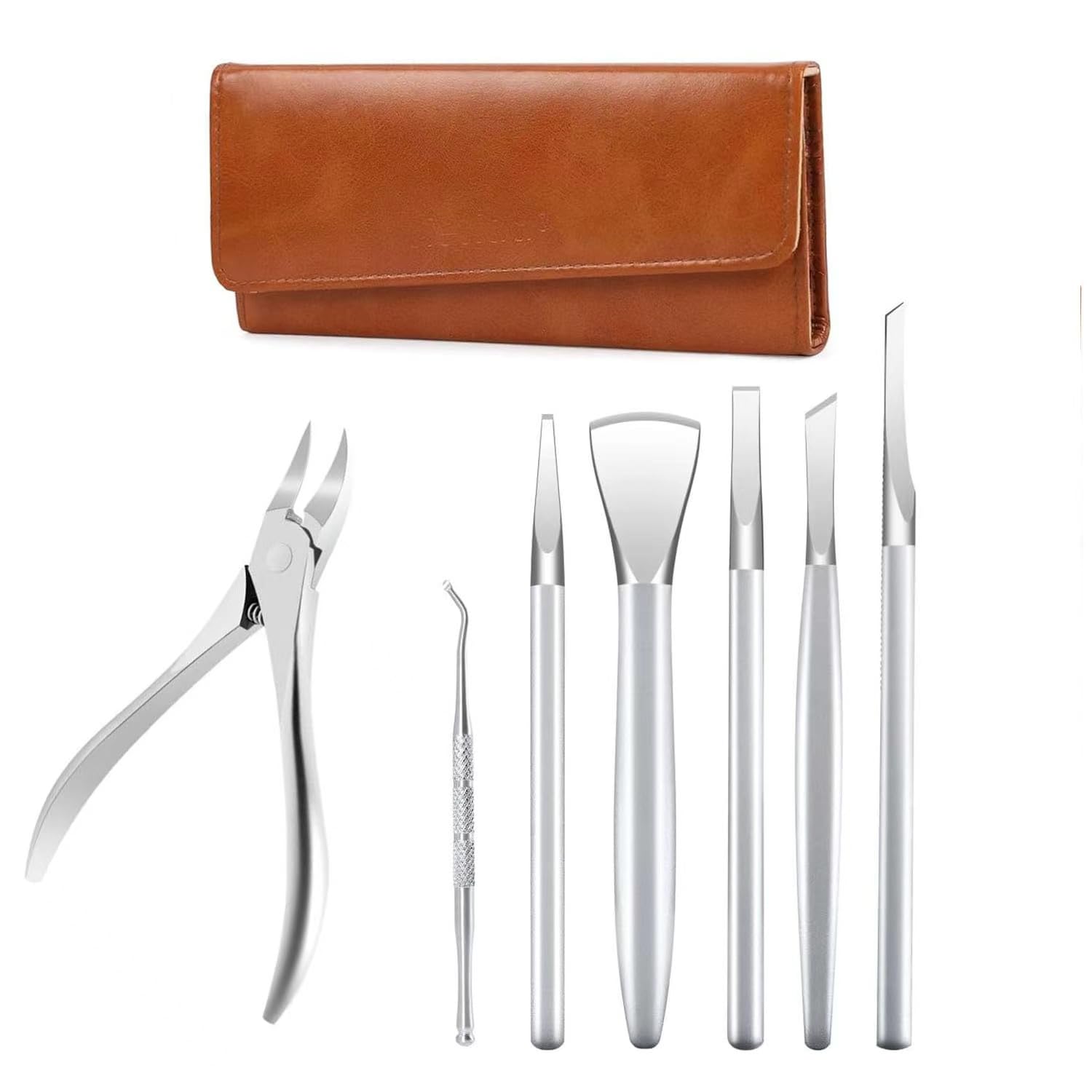 7-Piece Professional Manicure & Pedicure Set - Stainless Steel Toenail Grooming Kit with Foot Blade & Sharp Clippers - Perfect for Home Nail Care, Salon Use & DIY Pedicures