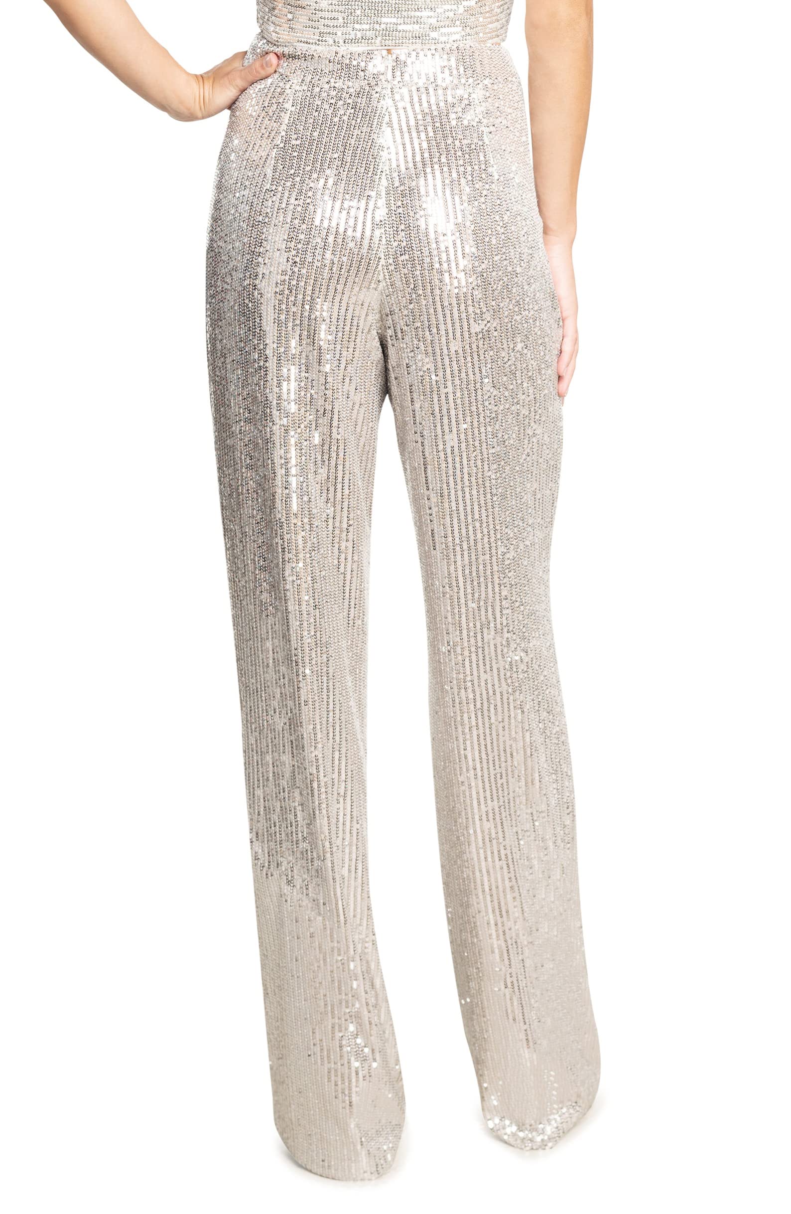 Dress the Population Women's Dina Sequin Classic Pants - Elegant High-Waist Trousers for Party, Evening & Special Occasions | Formal Work Pants & Night Out Bottoms