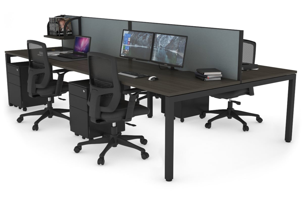 4-Person Office Workstation with Quadro Square Legs - 1800L x 800W Desk with Cable Management Scallop | Perfect for Collaborative Workspaces & Open Office Environments