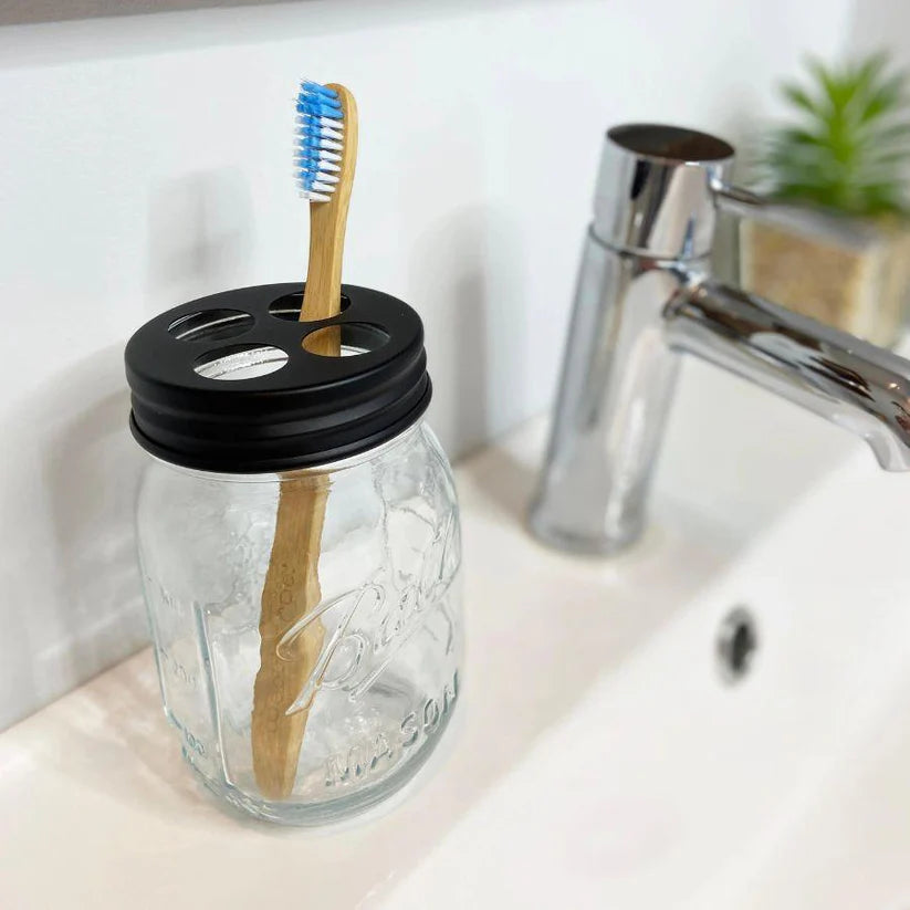 Mason Jar Toothbrush Lid - Airtight Cover for Oral Hygiene Storage - Perfect for Travel, Bathroom & Kitchen Organization