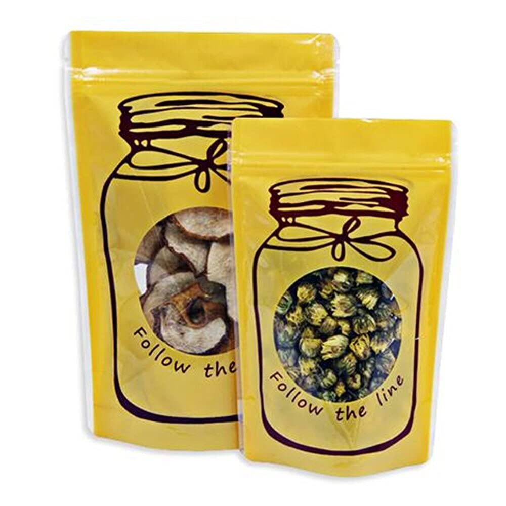 100Pcs 12x19cm Reusable Self-Seal Ziplock Doypack Bags - Moisture Proof Clear Plastic Pouch for Snacks, Candy, Coffee, Tea & Dry Food Storage | Airtight Zip Lock Packaging for Home, Office & Travel Use