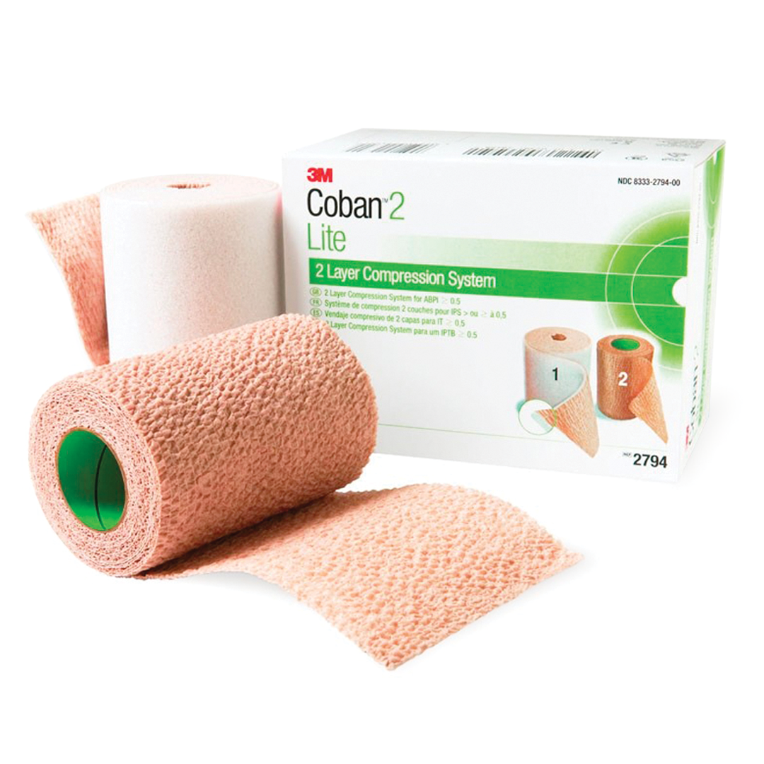 3M Coban 2 LITE Compression System Kit - Self-Adhering Bandage for Ankle & Wrist Support - Ideal for Sports Injuries, Post-Surgery Recovery & Swelling Relief