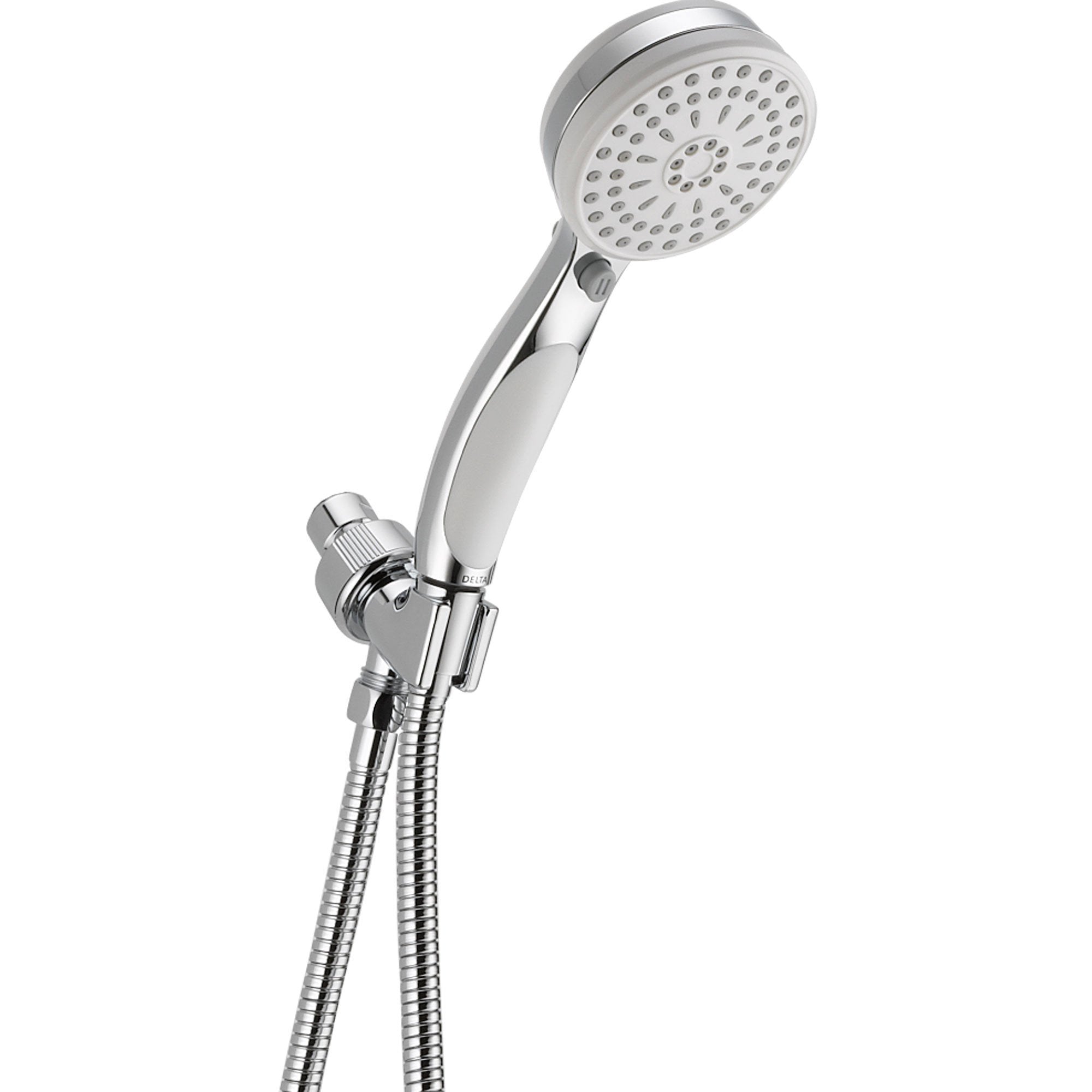 Delta 9 Spray White and Chrome Shower Mount Handheld Shower Head 563571 - High Pressure Adjustable Showerhead for Bathroom, Spa & RV Use
