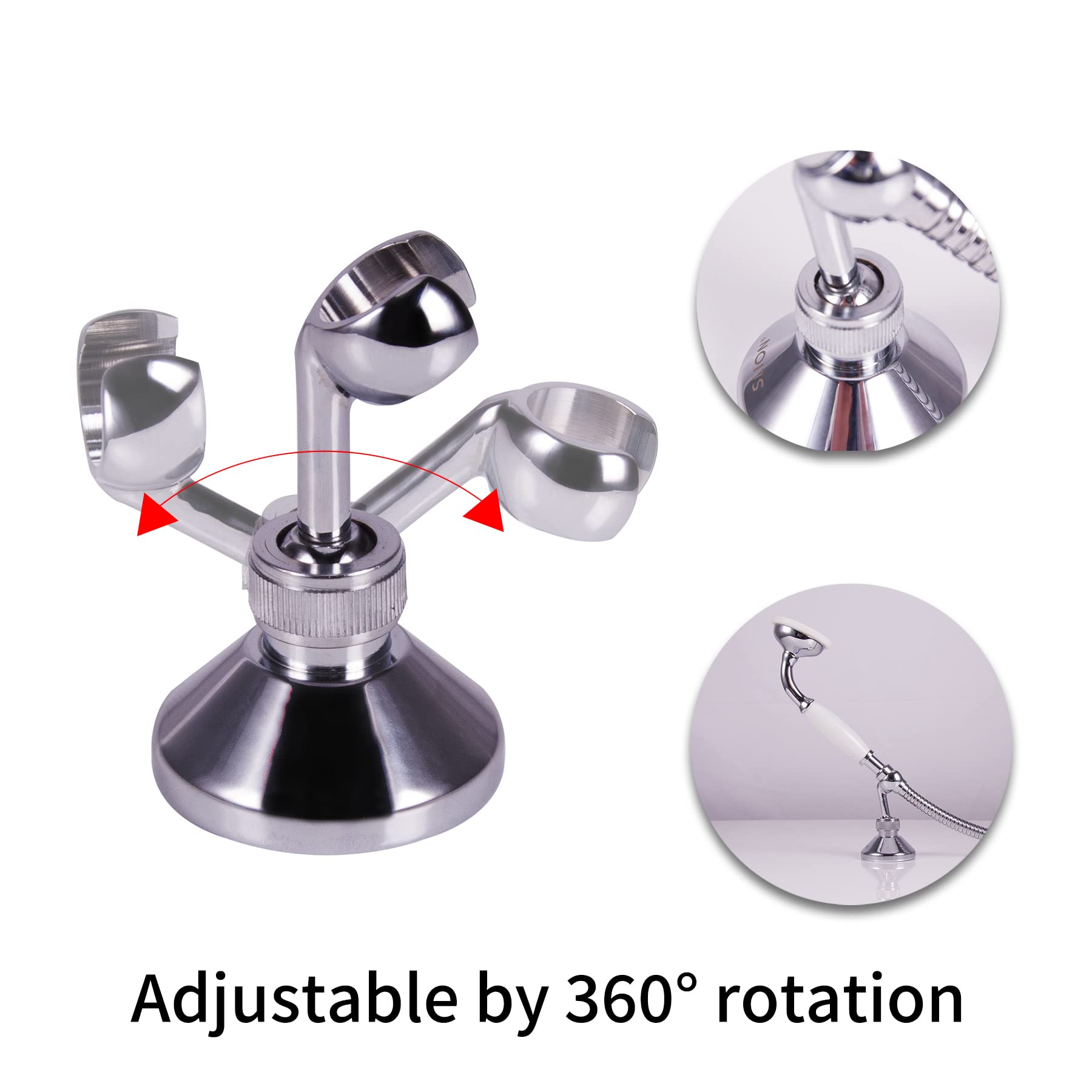 Beerwell Brass Shower Head Holder - Wall Mount Shower Bracket for Bathroom, Adjustable Shower Arm Holder with Anti-Slip Design - Perfect for Home, Hotel, Spa, and Gym Showers