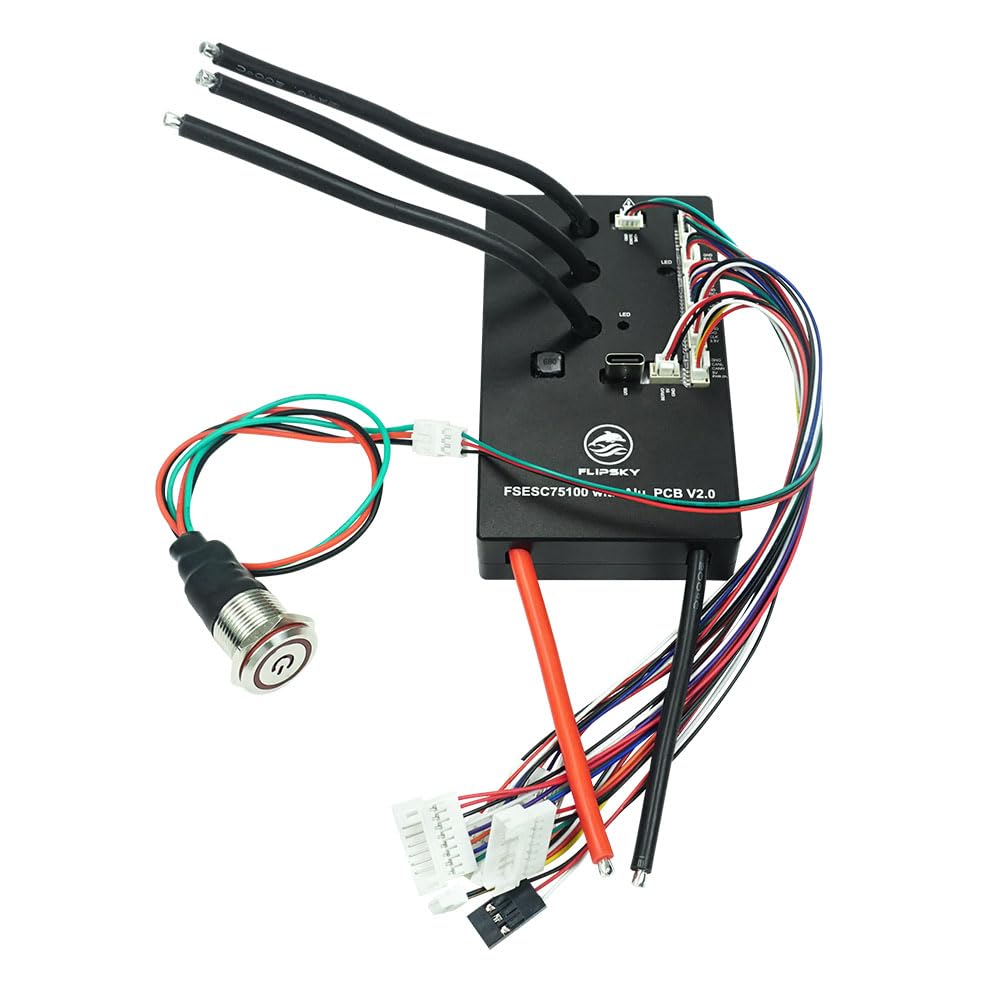 FLIPSKY 75100 V2.0 VESC-Based Speed Controller for Electric Skateboard, Scooter & Ebike - Aluminum PCB with Power Switch (103x58x18.5mm, Black) - Perfect for DIY Electric Vehicle Upgrades & High-Performance Motor Control