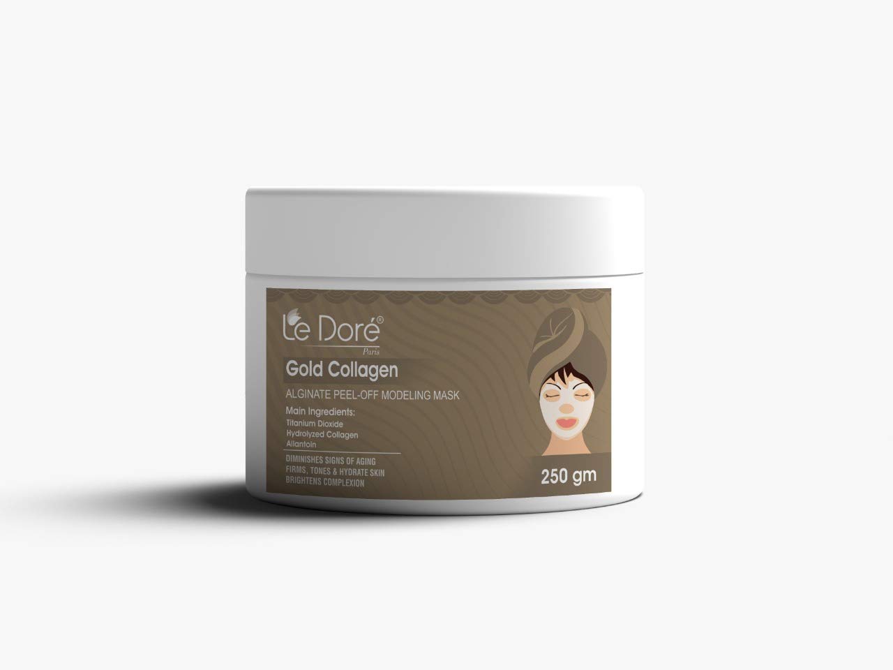 Le Dore Gold Collagen Peel-Off Mask - Firming, Toning & Hydrating Alginate Face Mask for Glowing Skin & Pore Tightening | Soothes & Revitalizes Skin | For Men & Women | 250g | Perfect for Spa Nights, Self-Care Routines & Skin Rejuvenation