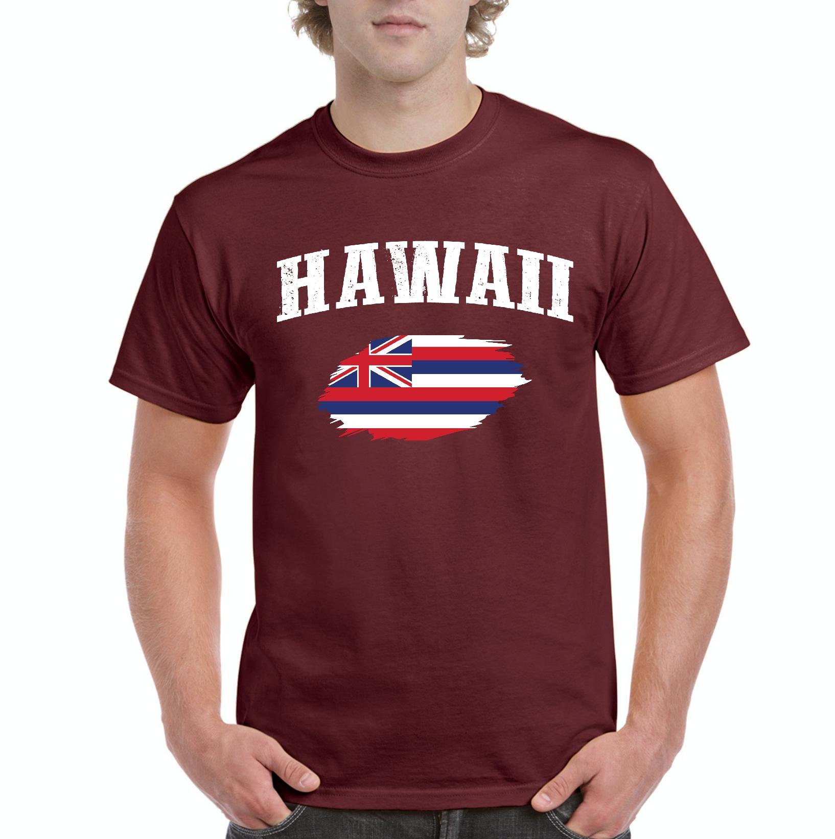 Hawaii State Flag American Men's T-Shirt - Comfortable Cotton Tee for Casual Wear, Beach Outings & Patriotic Events