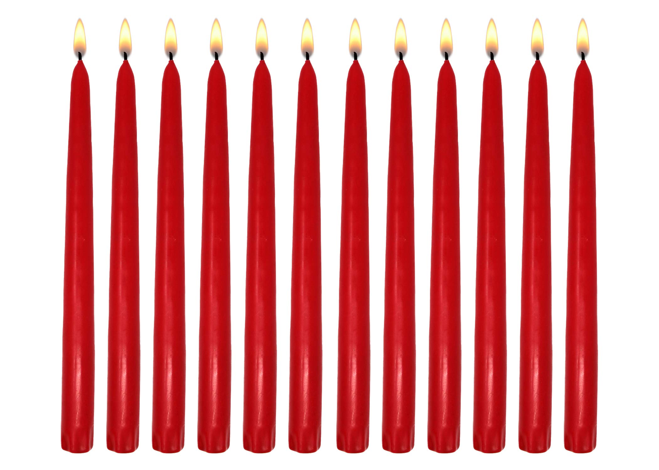 10 Inch Unscented Red Taper Candles - 12 Pack, Hand-Dipped Dripless Smokeless Dinner Candles for Wedding, Party, Birthday & Home Decor - Perfect for Romantic Dinners, Holiday Centerpieces and Candlelight Ceremonies