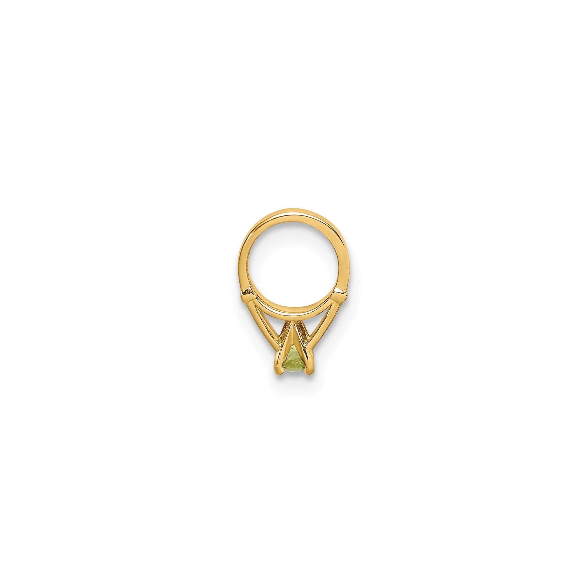 14K Yellow Gold Ring with Green Glass Stone Charm for Elegant Occasions